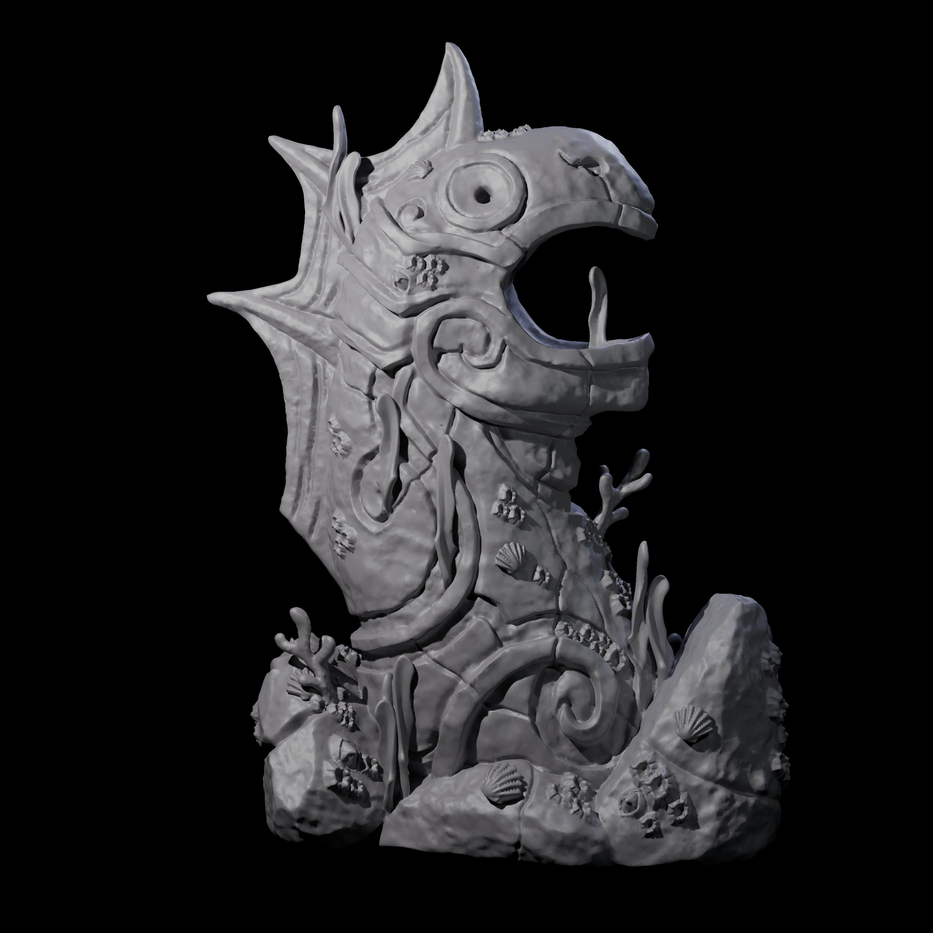 Two Underwater Ruined Statues Miniature for Dungeons and Dragons, Pathfinder or other TTRPGs