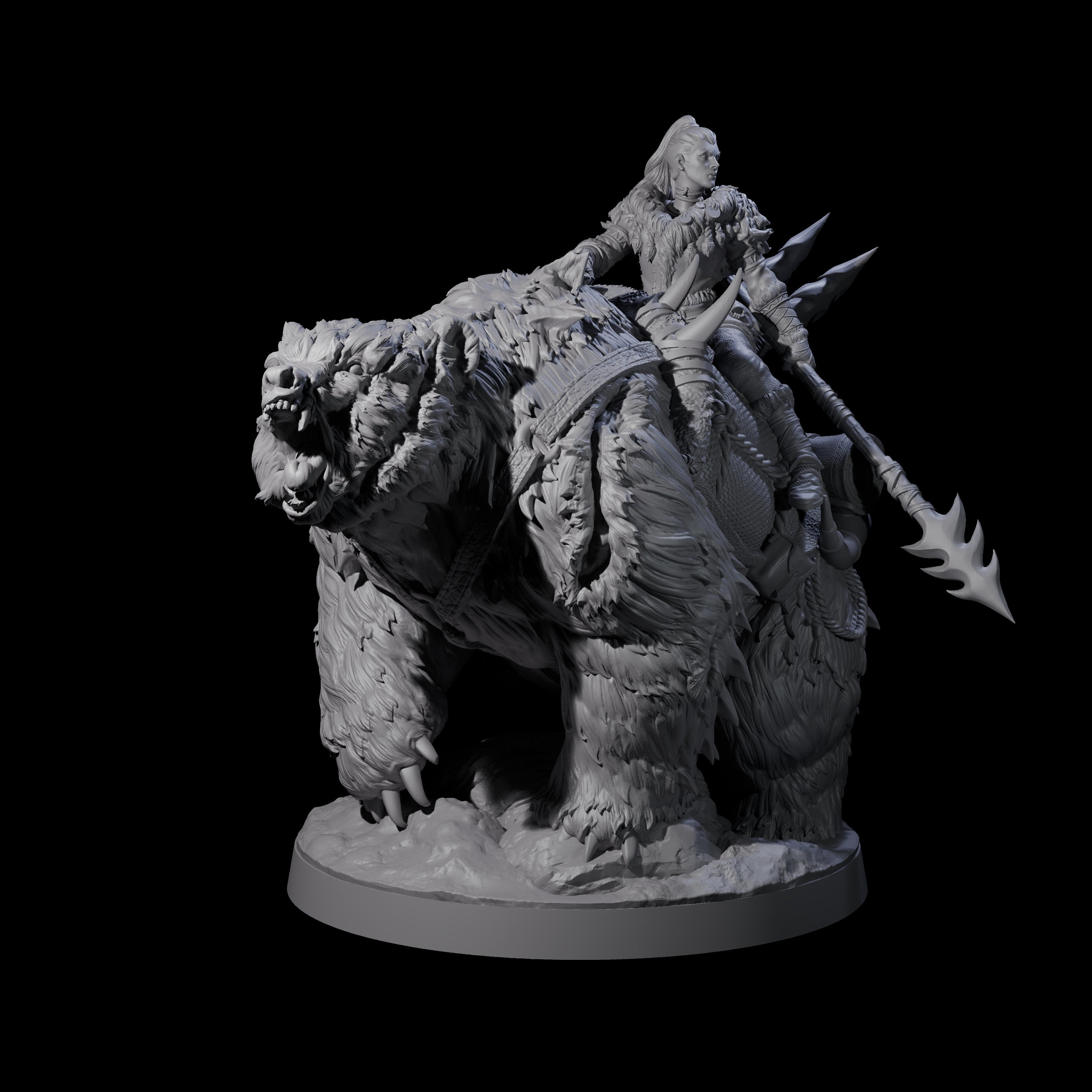 Two Wild Bear Riders Miniature for Dungeons and Dragons, Pathfinder or other TTRPGs