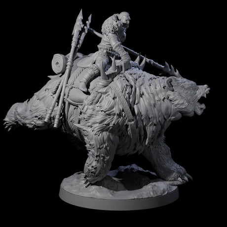 Two Wild Bear Riders Miniature for Dungeons and Dragons, Pathfinder or other TTRPGs