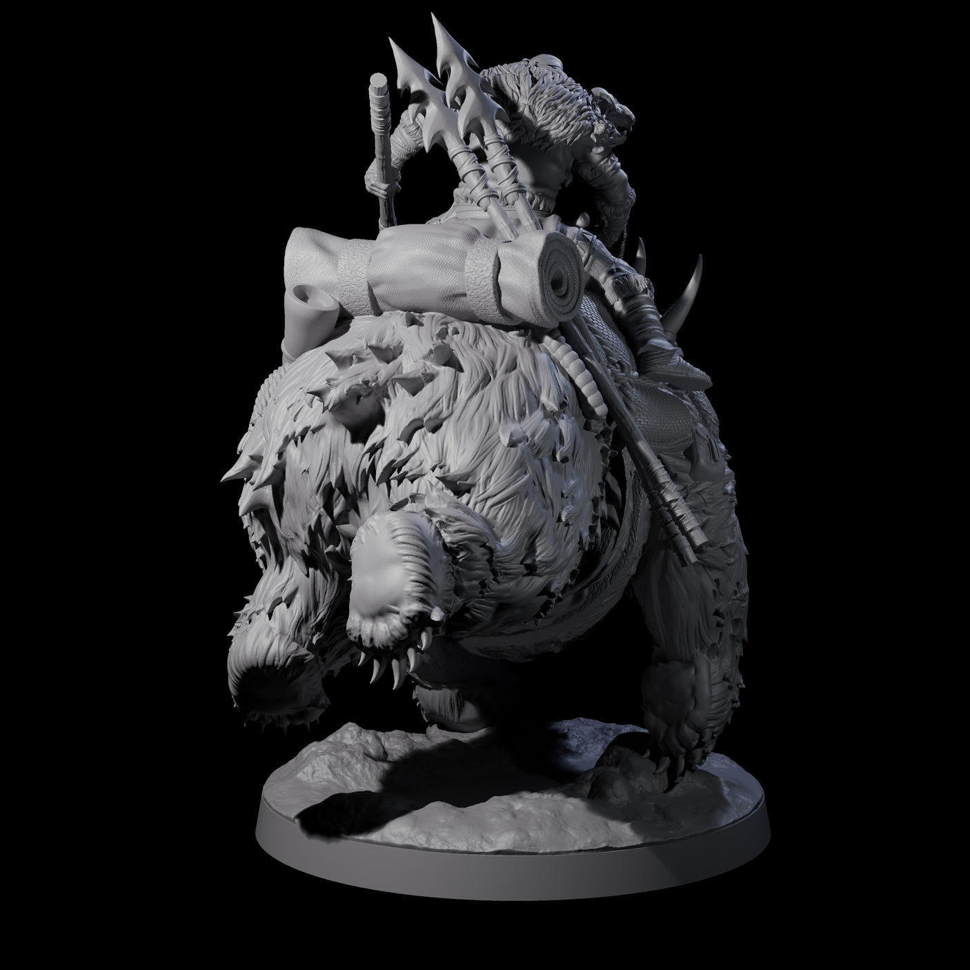 Two Wild Bear Riders Miniature for Dungeons and Dragons, Pathfinder or other TTRPGs