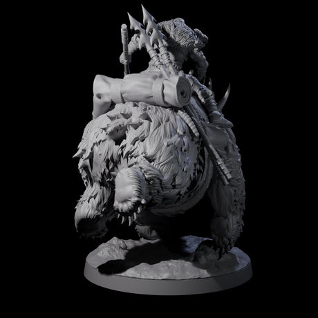 Two Wild Bear Riders Miniature for Dungeons and Dragons, Pathfinder or other TTRPGs
