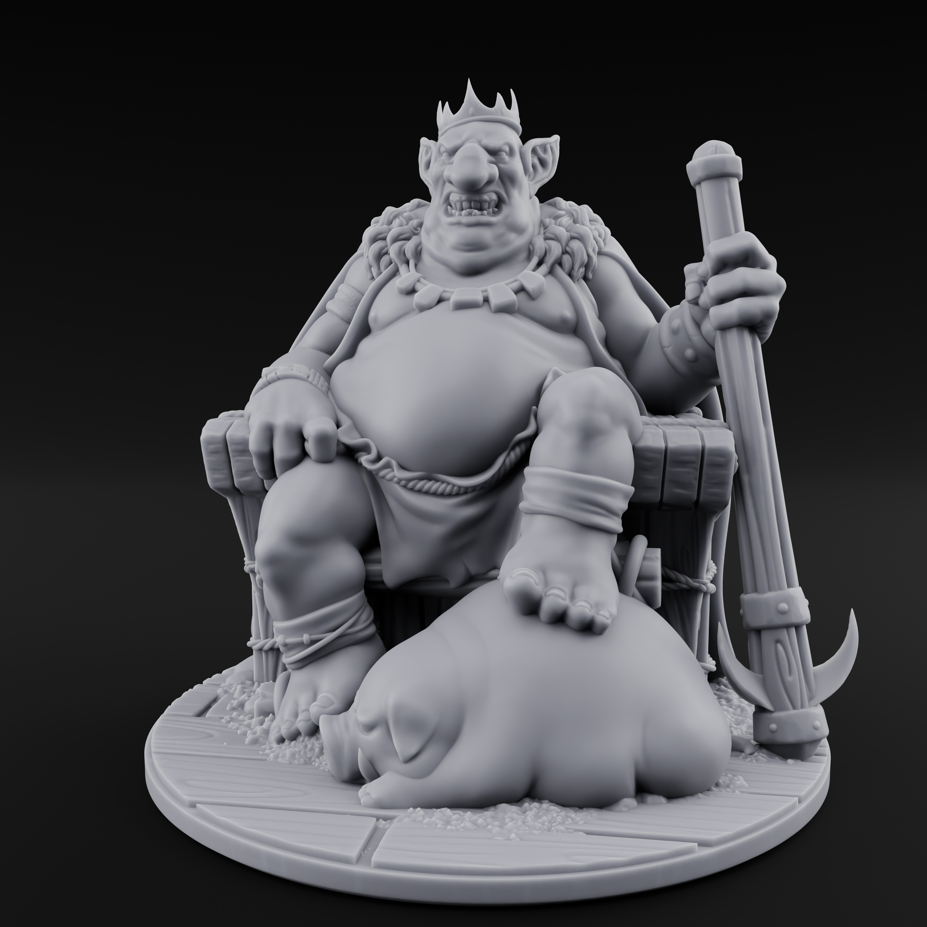 Tyrannical Goblin King Miniature for Dungeons and Dragons, Pathfinder or other TTRPGs