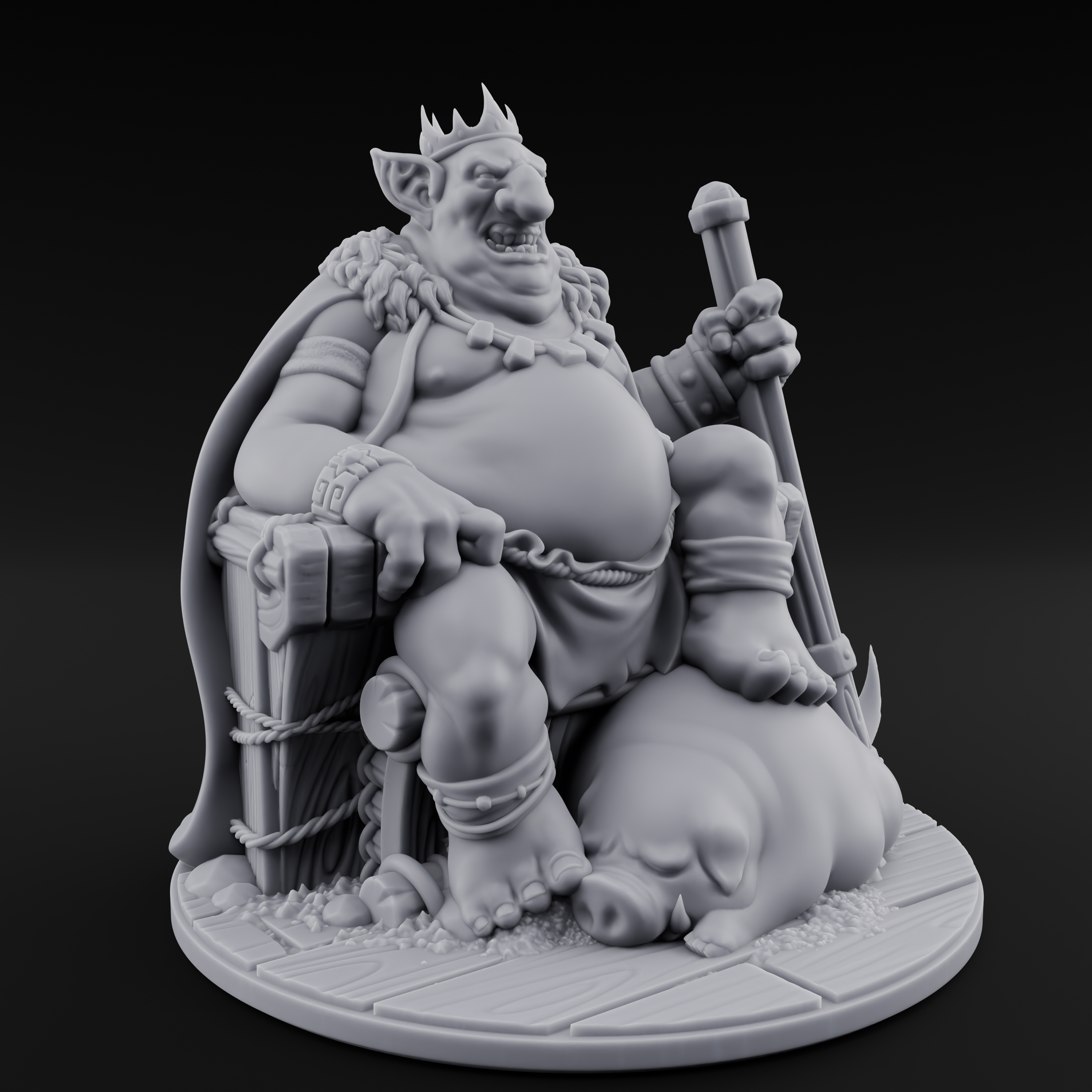Tyrannical Goblin King Miniature for Dungeons and Dragons, Pathfinder or other TTRPGs