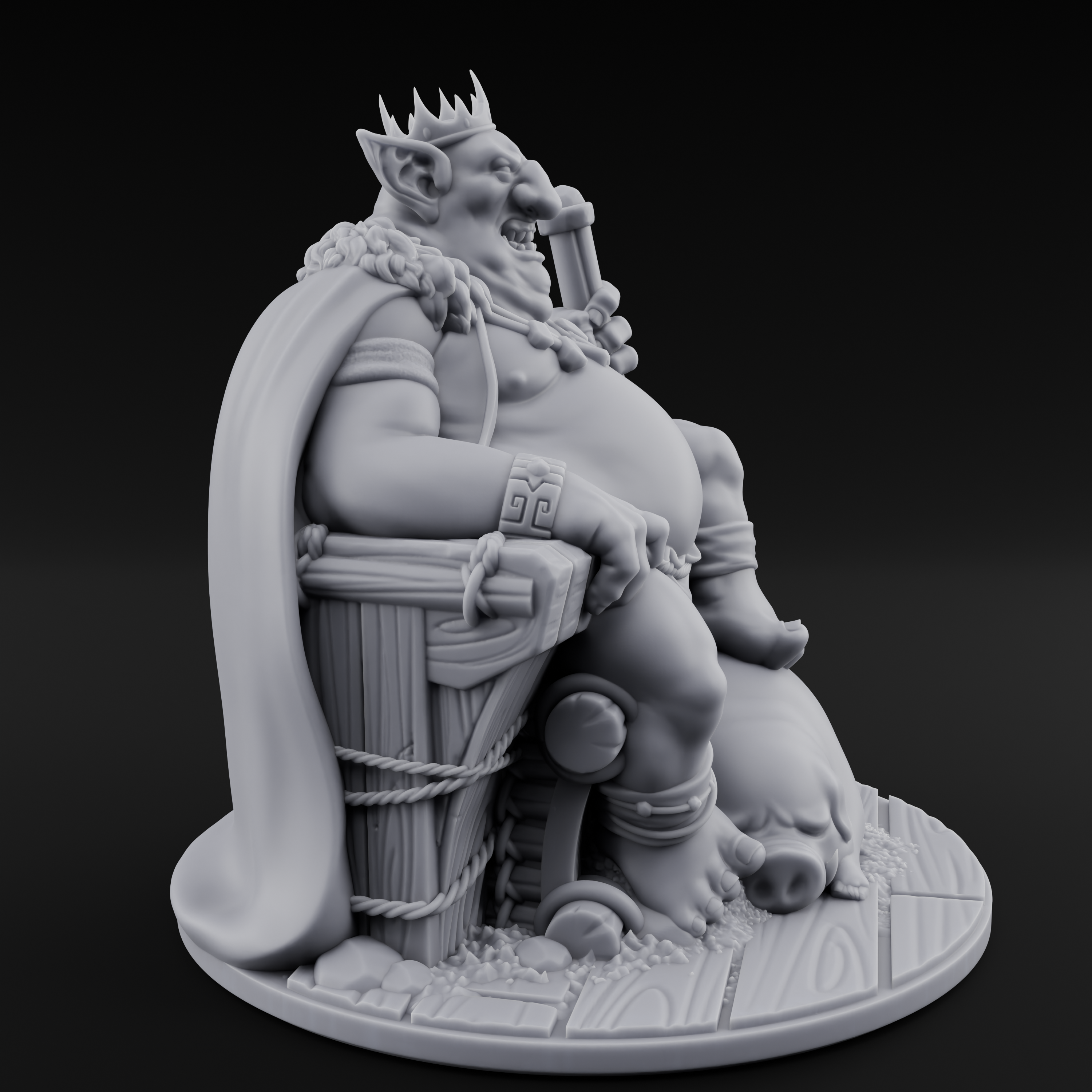Tyrannical Goblin King Miniature for Dungeons and Dragons, Pathfinder or other TTRPGs
