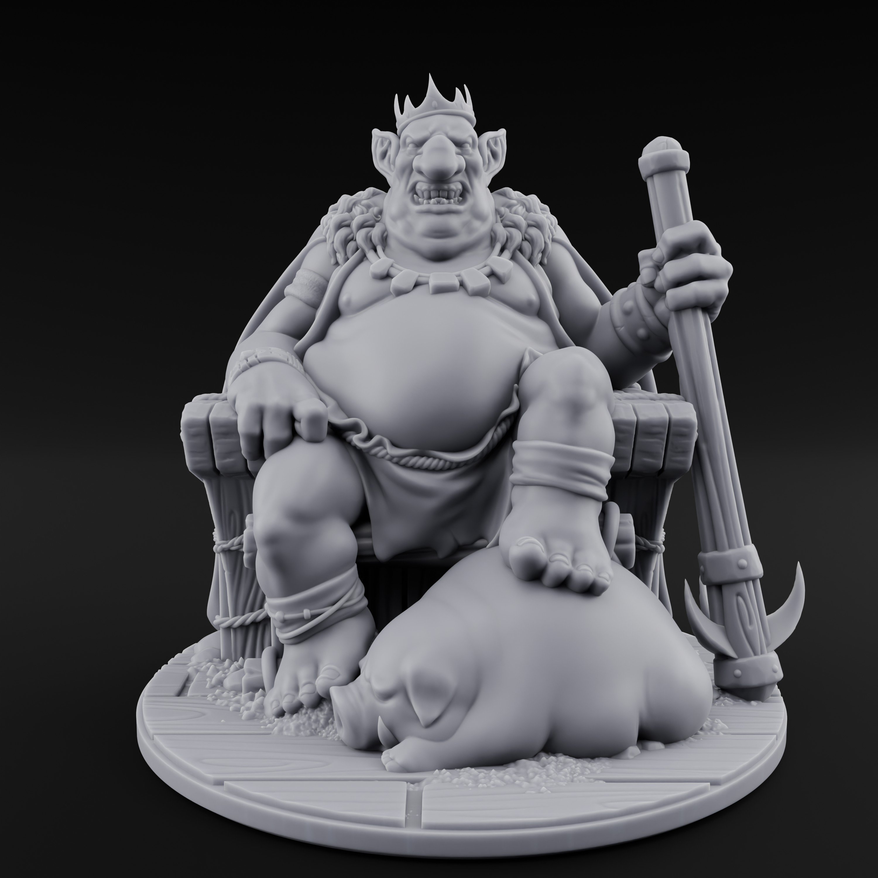 Tyrannical Goblin King Miniature for Dungeons and Dragons, Pathfinder or other TTRPGs