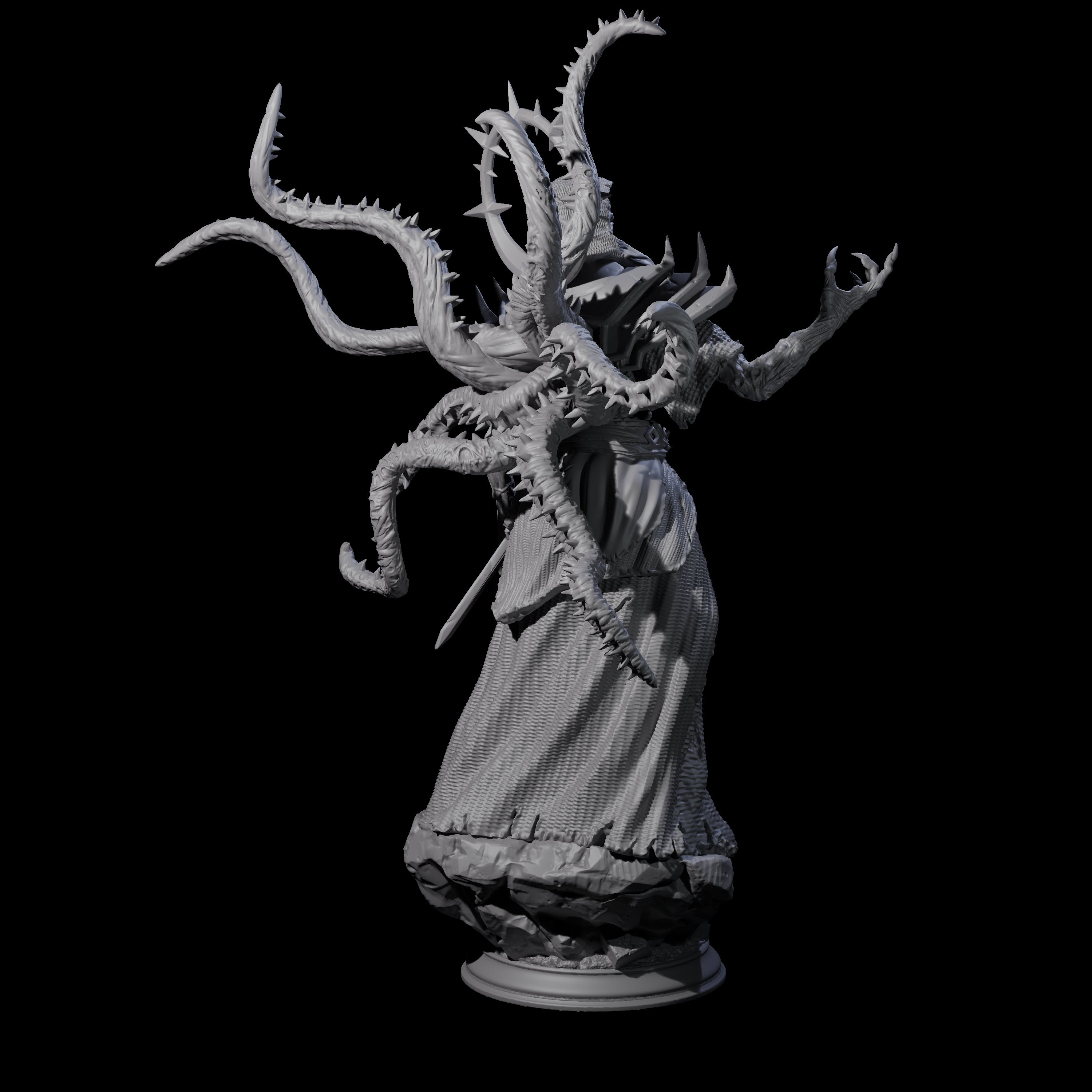 Undead Mind Flayer Miniature for Dungeons and Dragons, Pathfinder or other TTRPGs