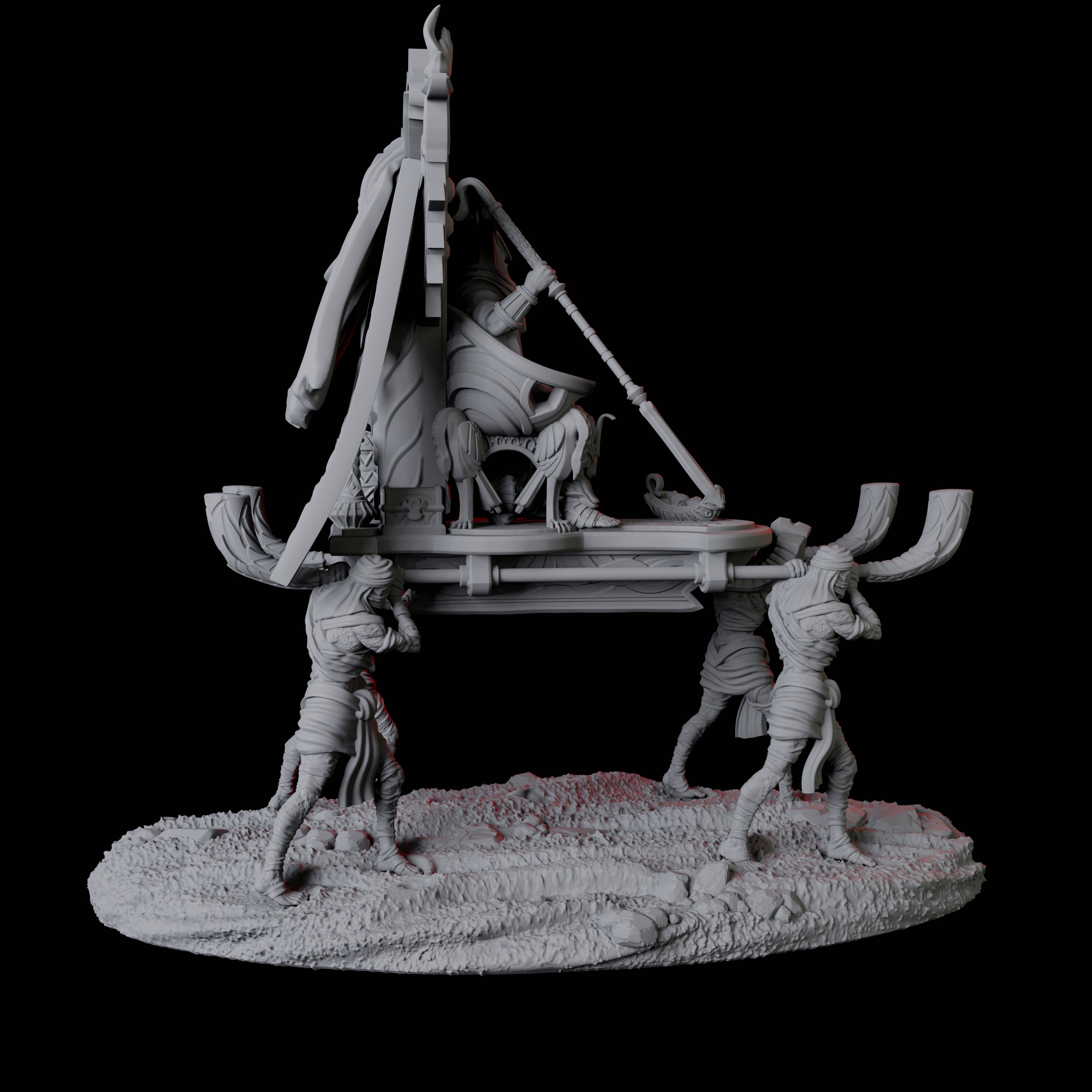 Undead Pharoh on Litter Miniature for Dungeons and Dragons, Pathfinder or other TTRPGs