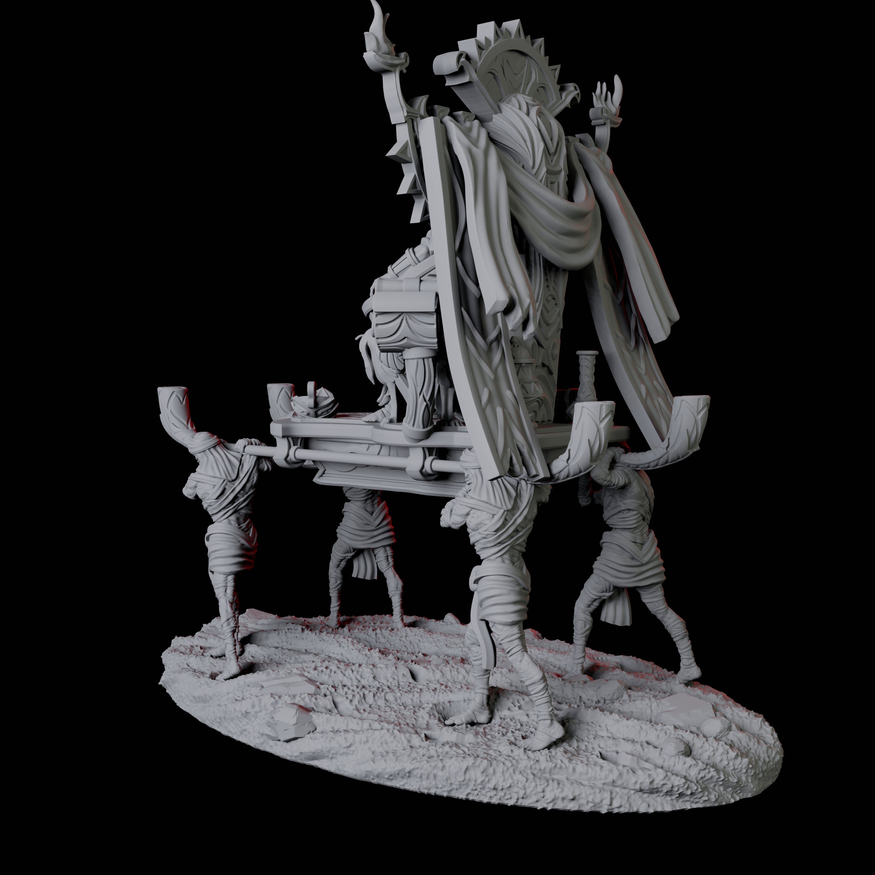 Undead Pharoh on Litter Miniature for Dungeons and Dragons, Pathfinder or other TTRPGs