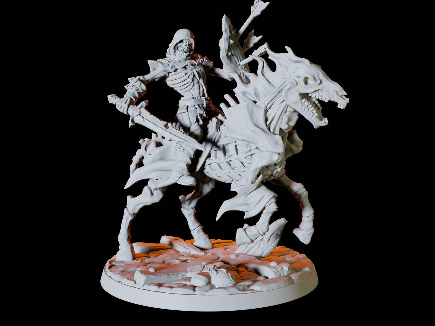 Undead Skeleton Rider Type B Miniature for Dungeons and Dragons, Pathfinder or other TTRPGs