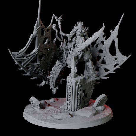 Undead Warlock riding a Dracolich Miniature for Dungeons and Dragons, Pathfinder or other TTRPGs