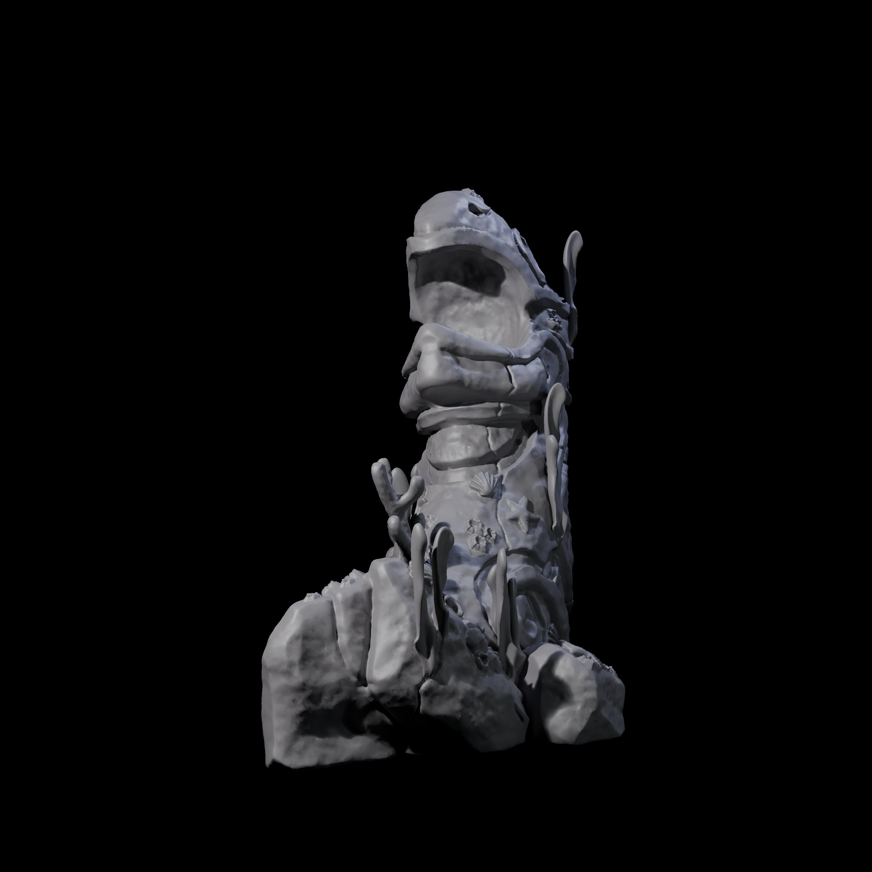 Underwater Ruined Statue A Miniature for Dungeons and Dragons, Pathfinder or other TTRPGs