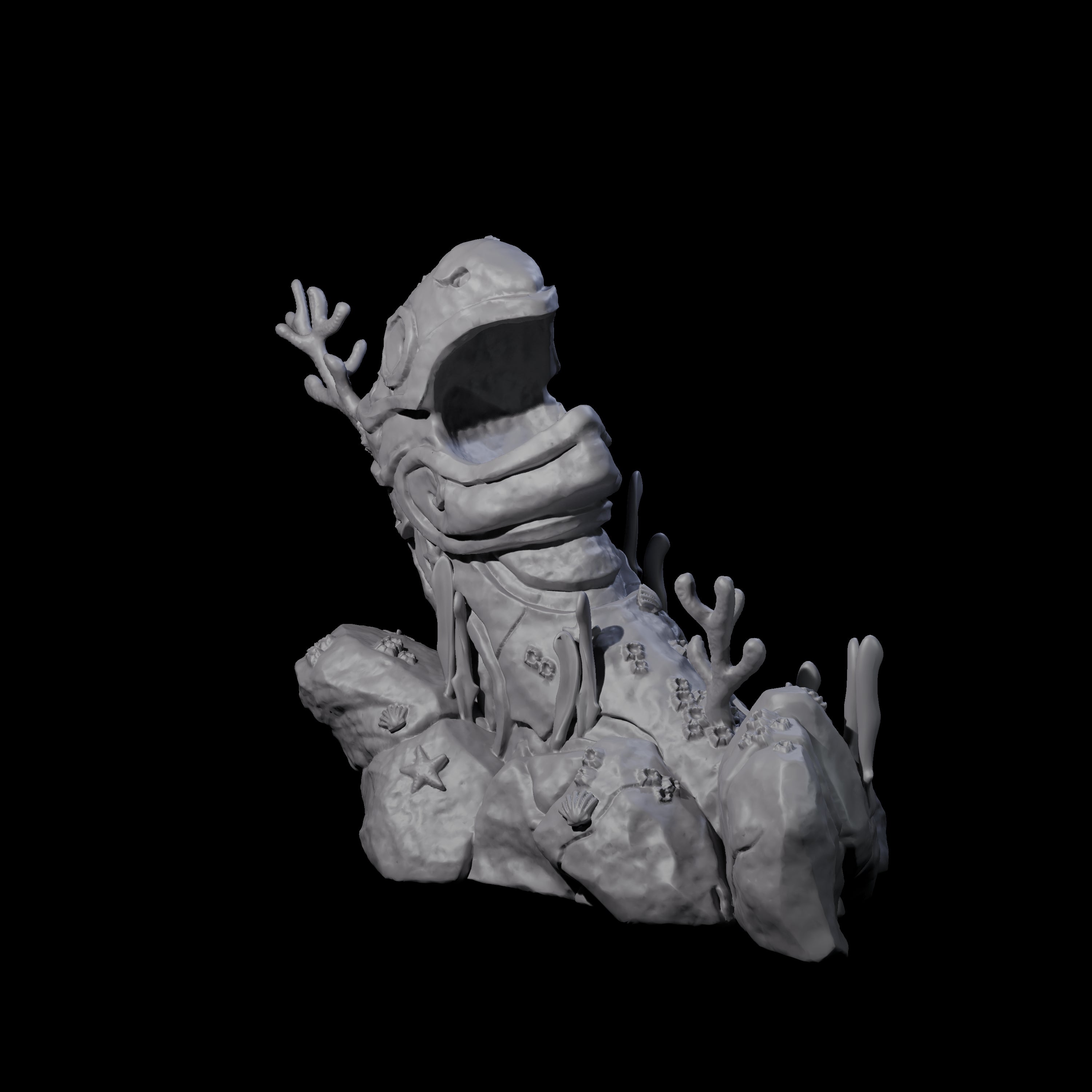 Underwater Ruined Statue A Miniature for Dungeons and Dragons, Pathfinder or other TTRPGs