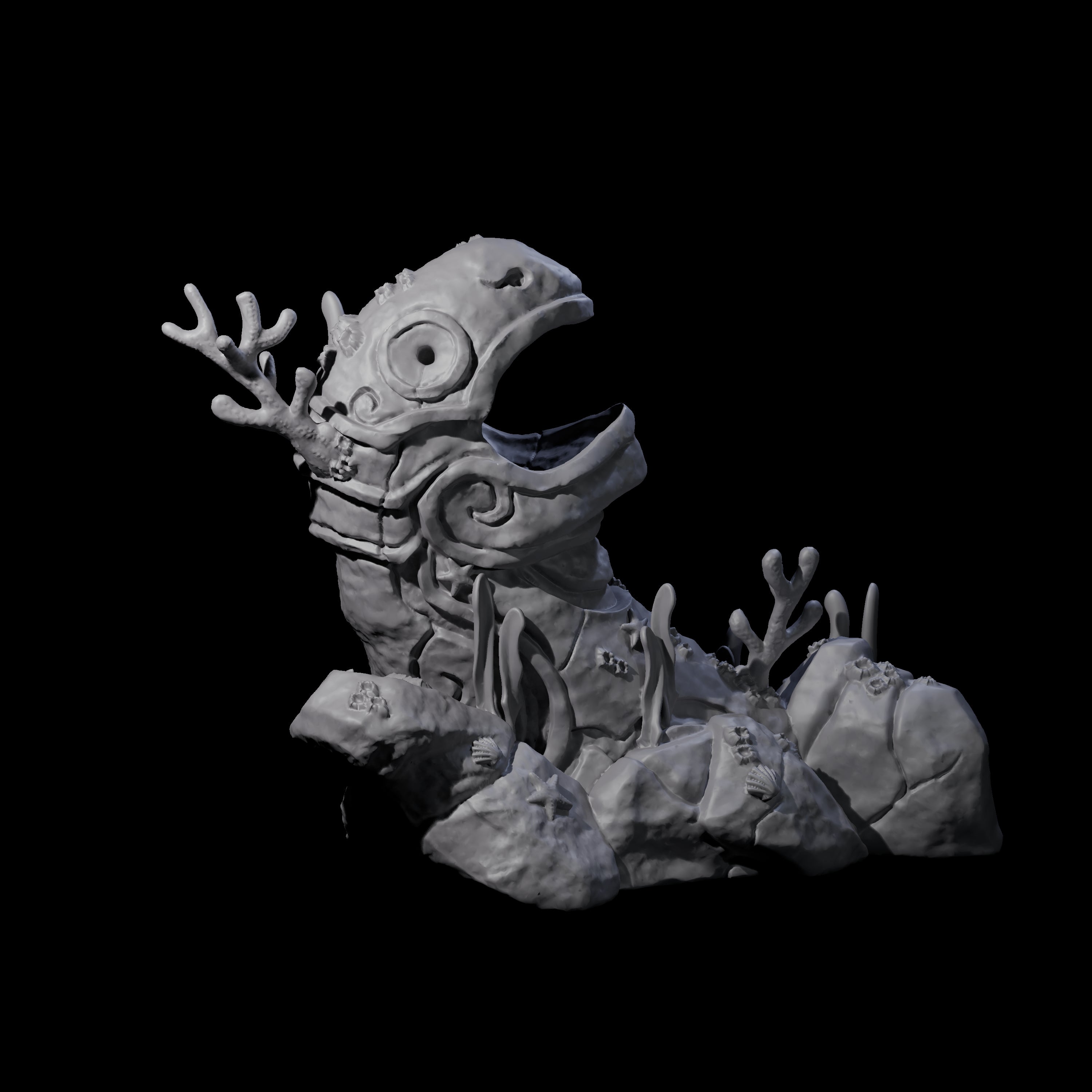 Underwater Ruined Statue A Miniature for Dungeons and Dragons, Pathfinder or other TTRPGs