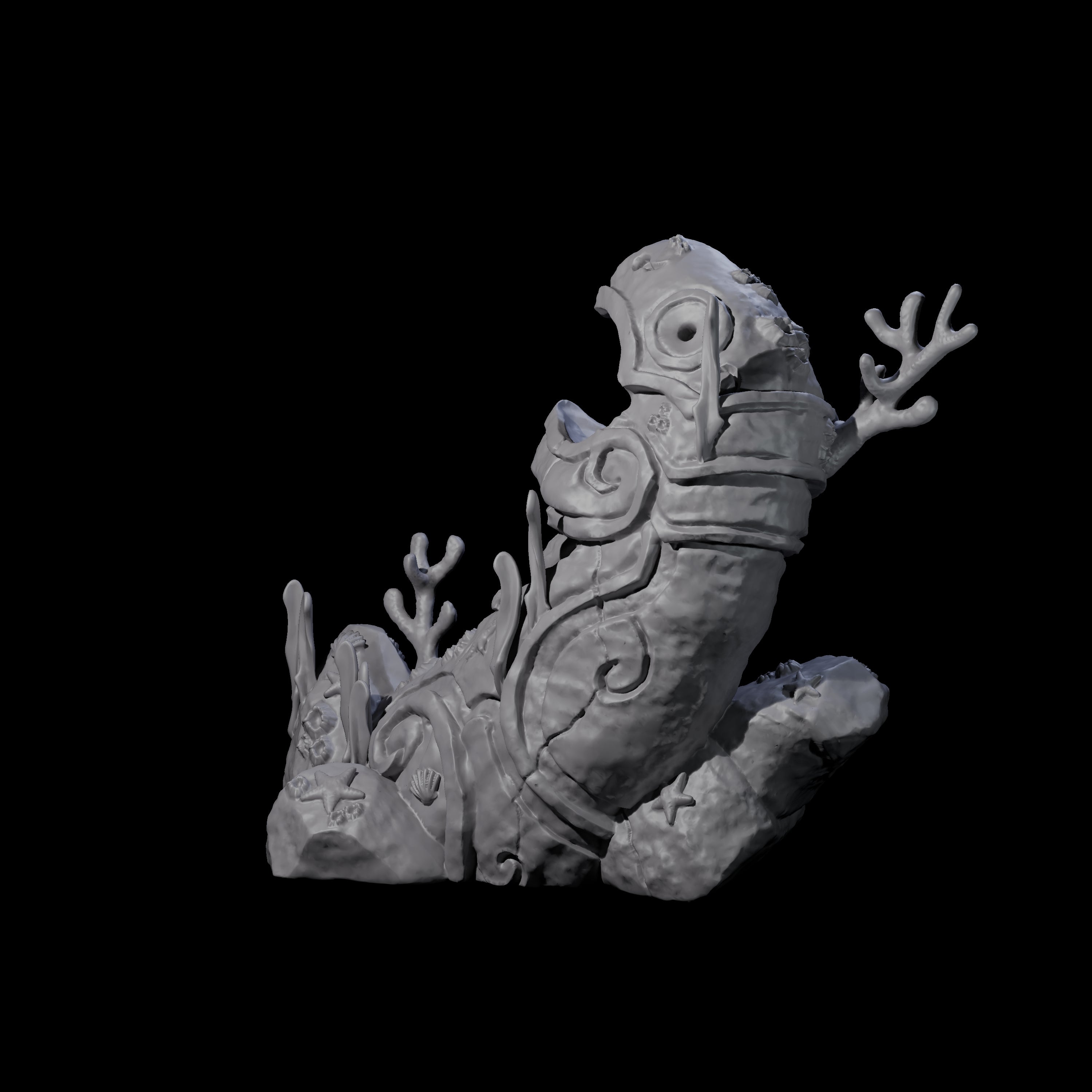 Underwater Ruined Statue A Miniature for Dungeons and Dragons, Pathfinder or other TTRPGs