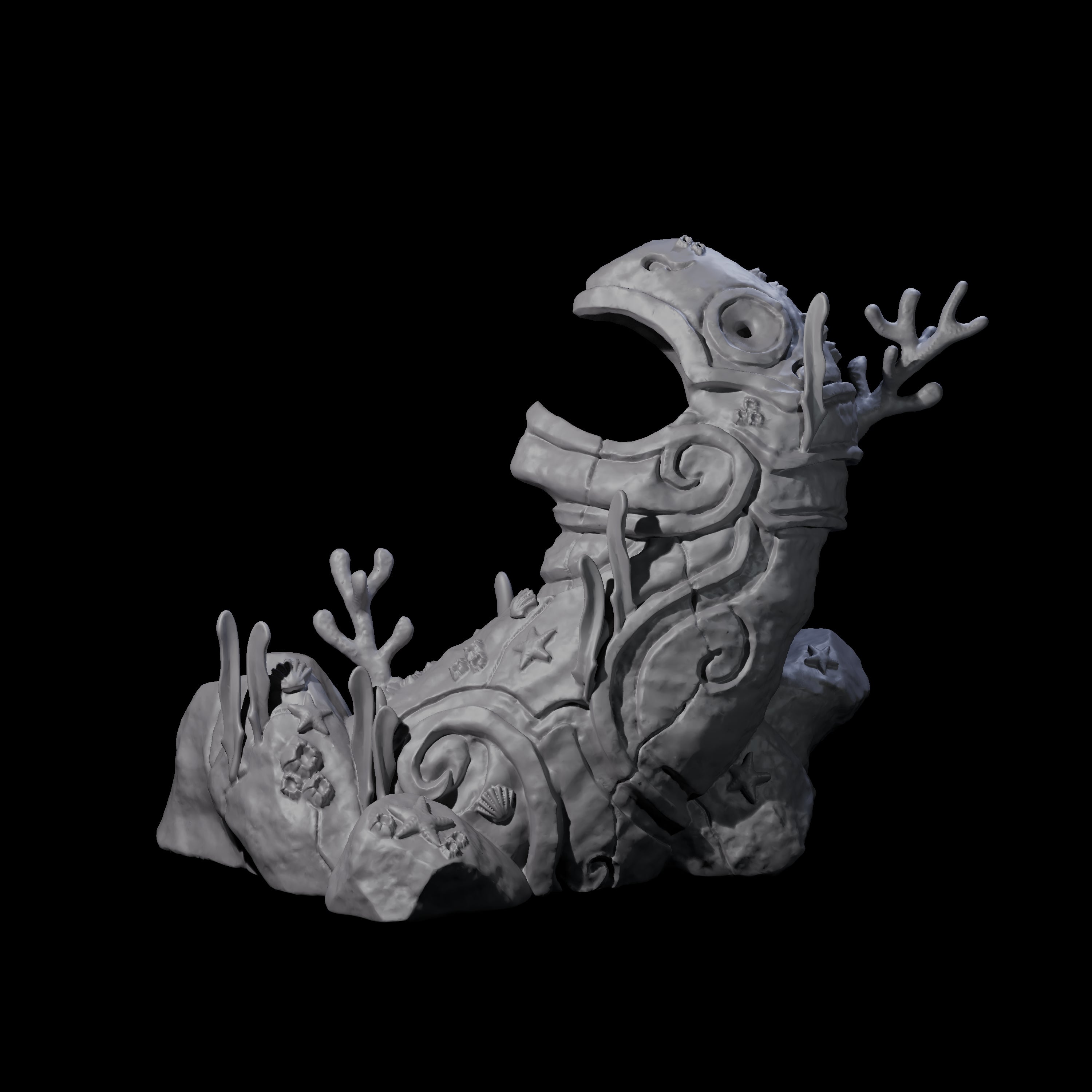 Underwater Ruined Statue A Miniature for Dungeons and Dragons, Pathfinder or other TTRPGs