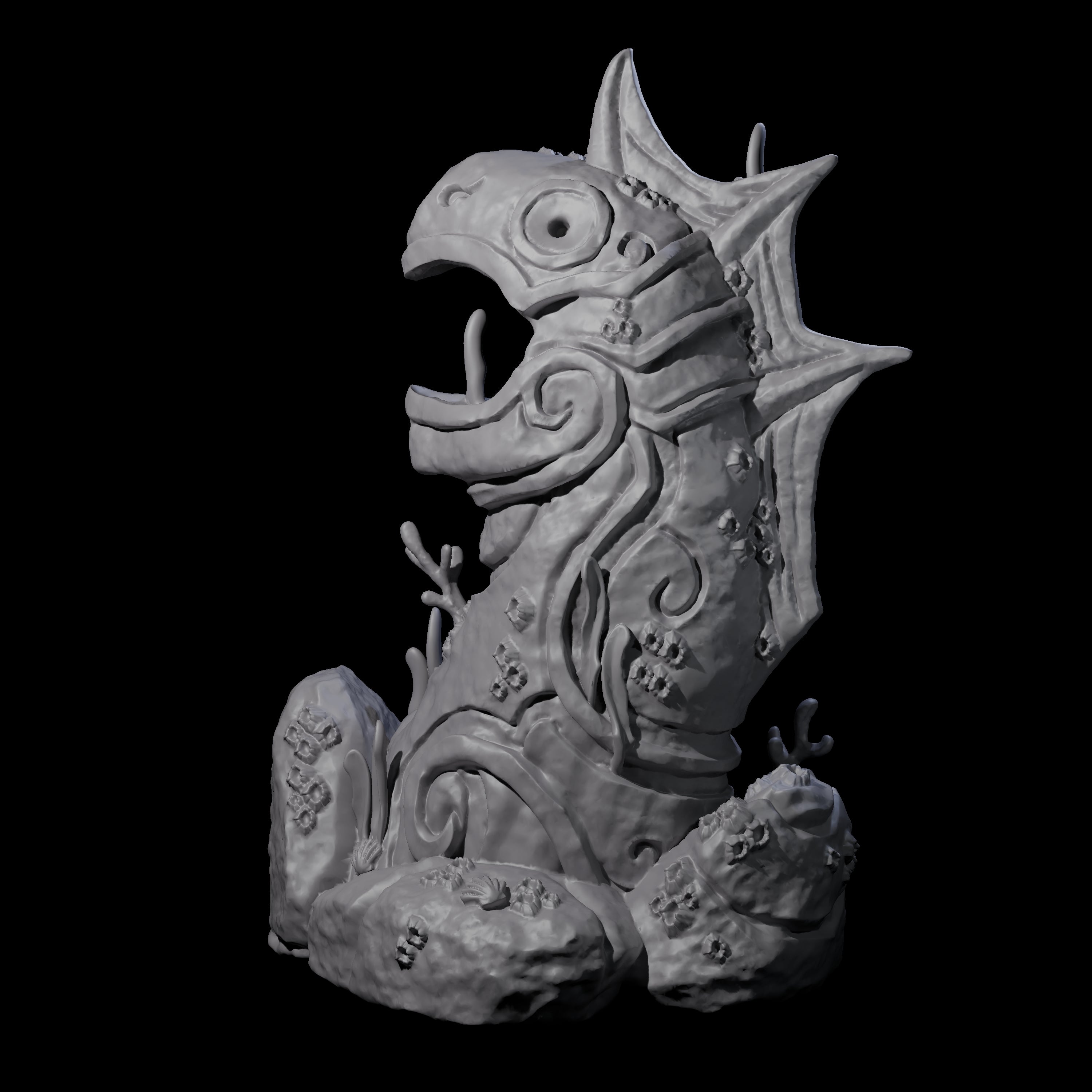 Underwater Ruined Statue B Miniature for Dungeons and Dragons, Pathfinder or other TTRPGs