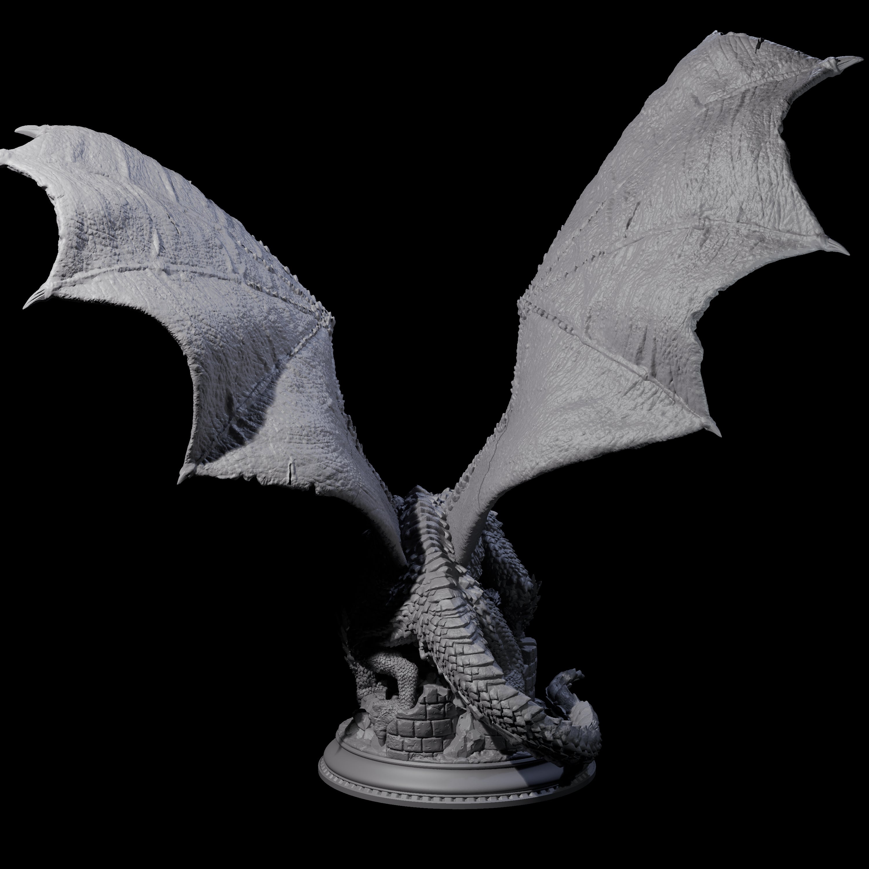 Unfurled Silver Dragon Miniature for Dungeons and Dragons, Pathfinder or other TTRPGs