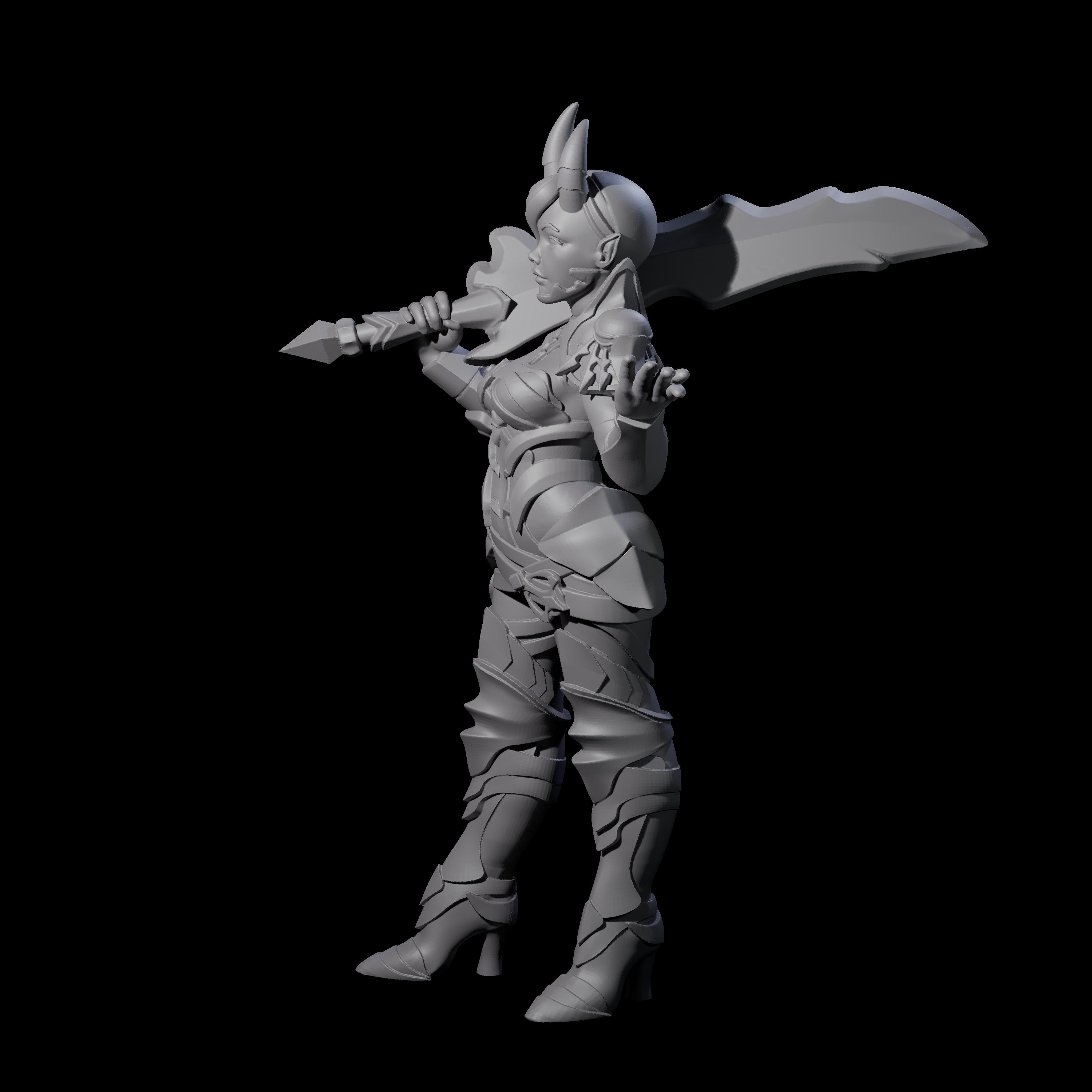 Unimpressived Tiefling Warrior Miniature for Dungeons and Dragons, Pathfinder or other TTRPGs