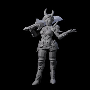 Unimpressived Tiefling Warrior Miniature for Dungeons and Dragons, Pathfinder or other TTRPGs