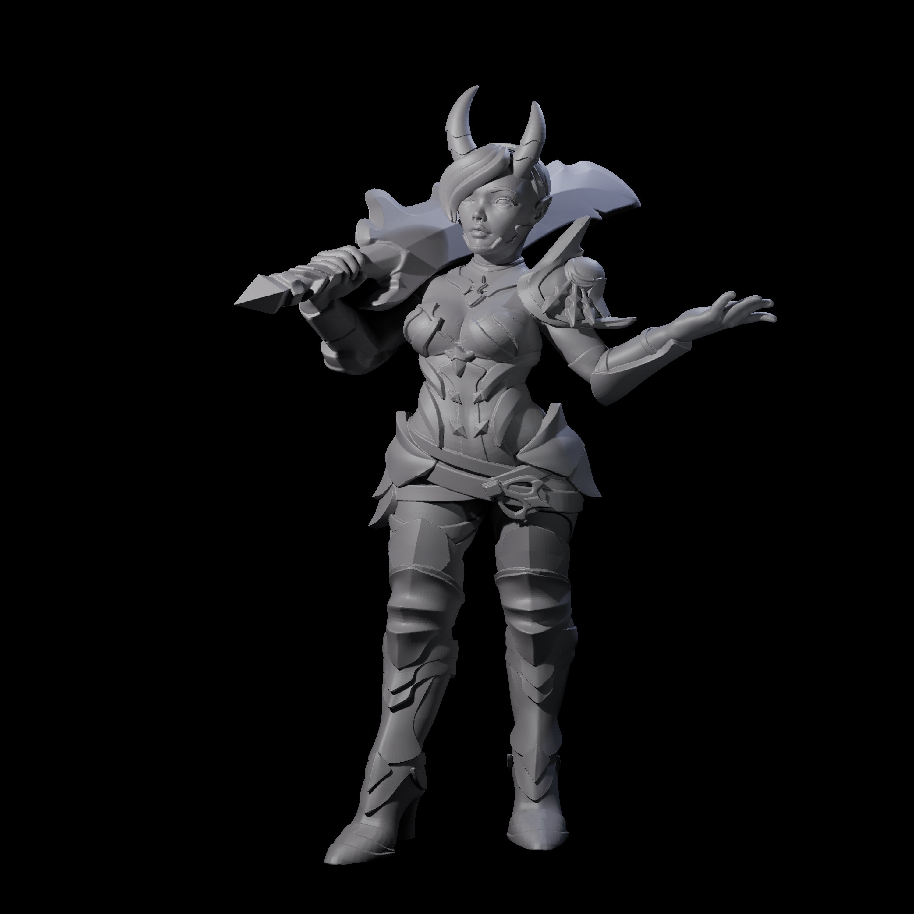 Unimpressived Tiefling Warrior Miniature for Dungeons and Dragons, Pathfinder or other TTRPGs