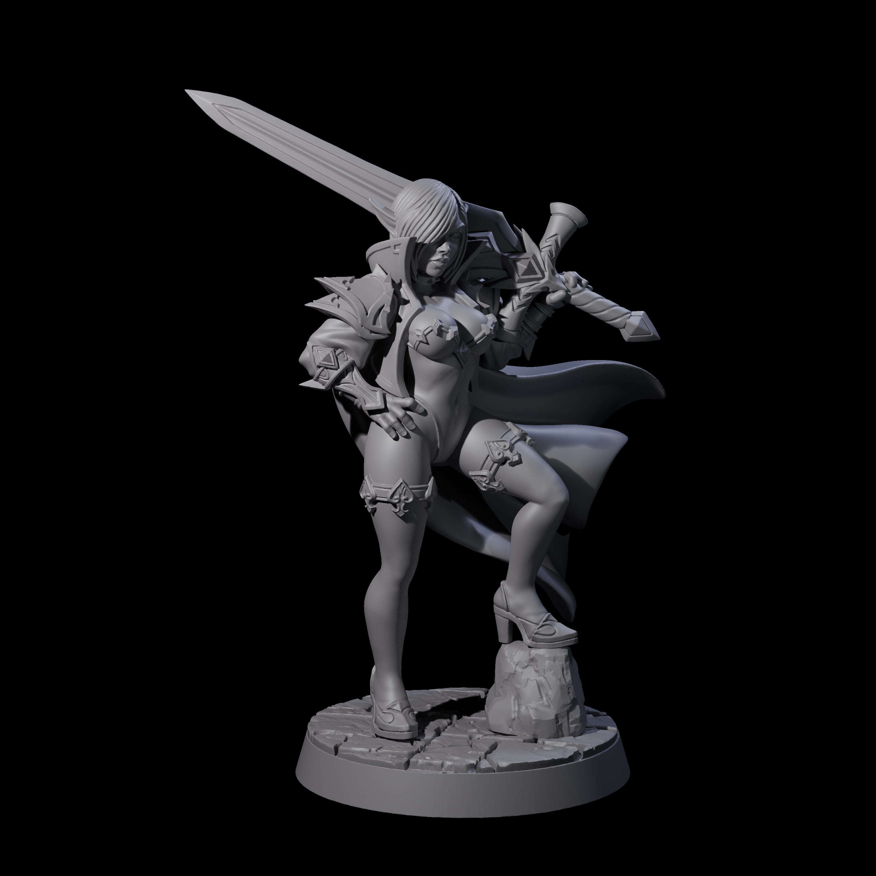 Unrealistic Sword Fighter Miniature for Dungeons and Dragons, Pathfinder or other TTRPGs