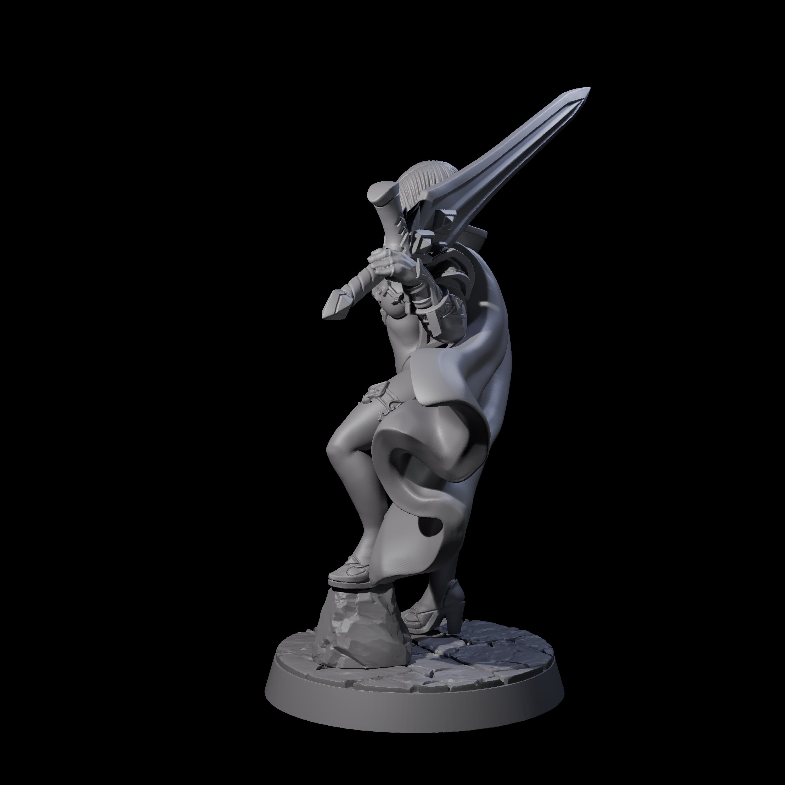 Unrealistic Sword Fighter Miniature for Dungeons and Dragons, Pathfinder or other TTRPGs