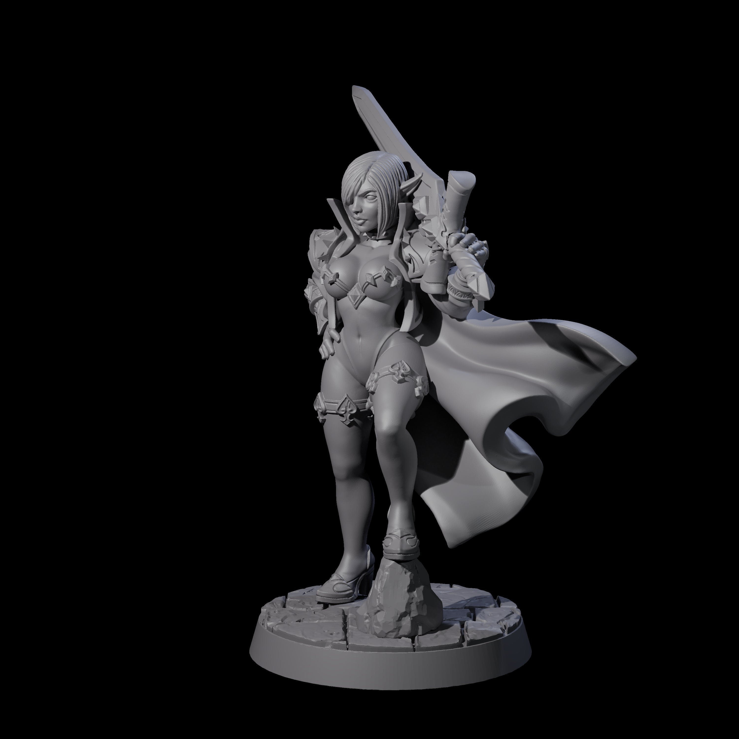 Unrealistic Sword Fighter Miniature for Dungeons and Dragons, Pathfinder or other TTRPGs