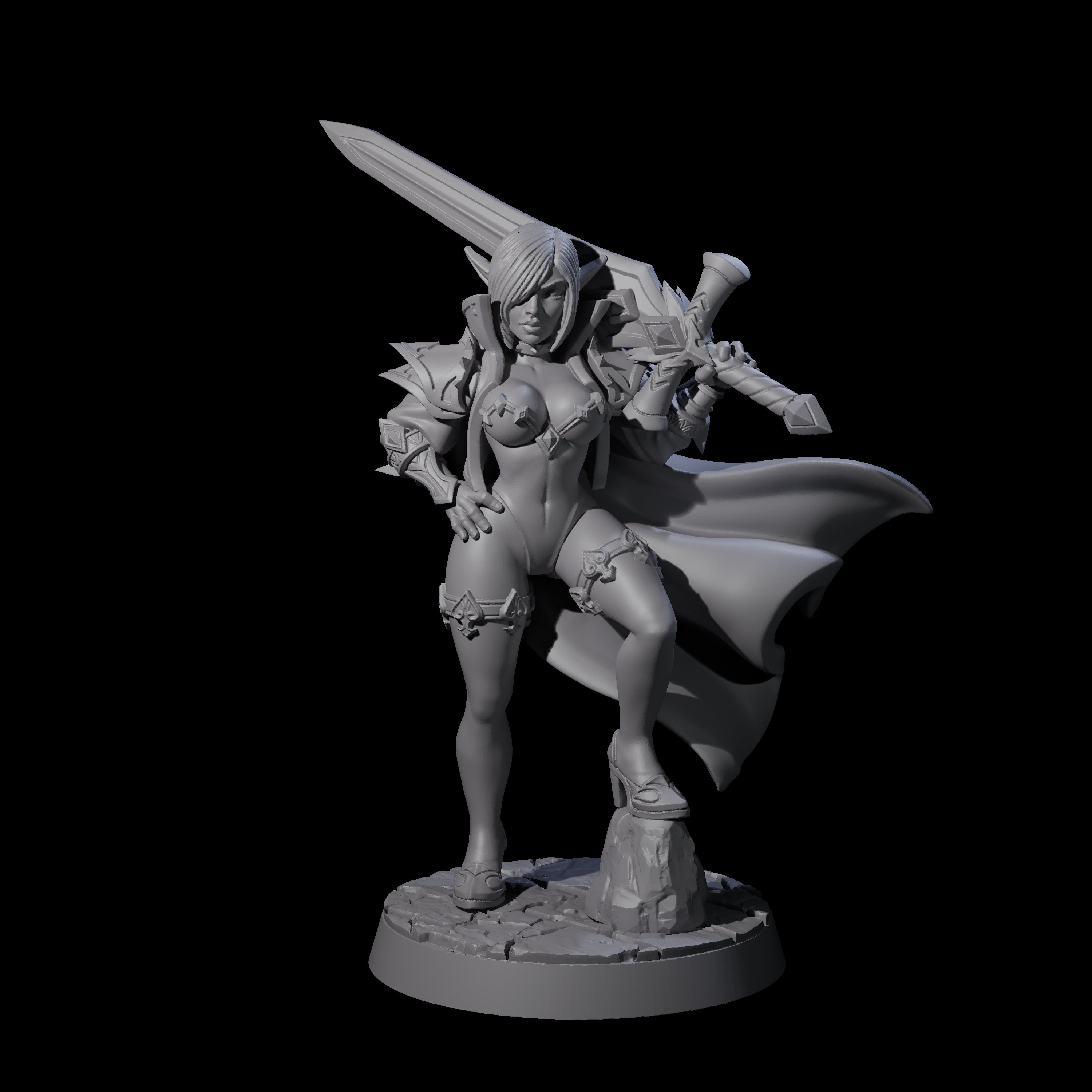 Unrealistic Sword Fighter Miniature for Dungeons and Dragons, Pathfinder or other TTRPGs