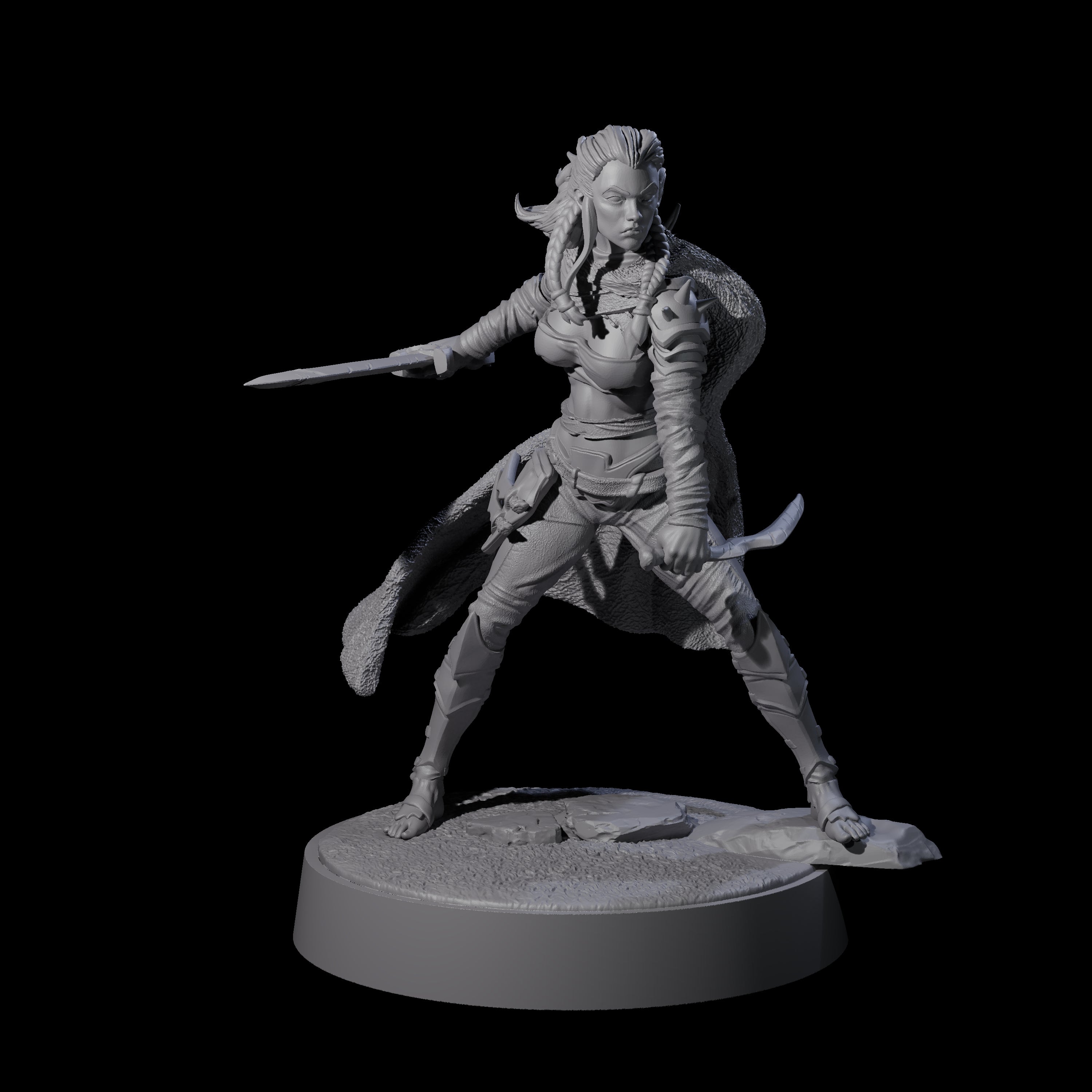 Valhya - Poised Hunter Miniature for Dungeons and Dragons, Pathfinder or other TTRPGs