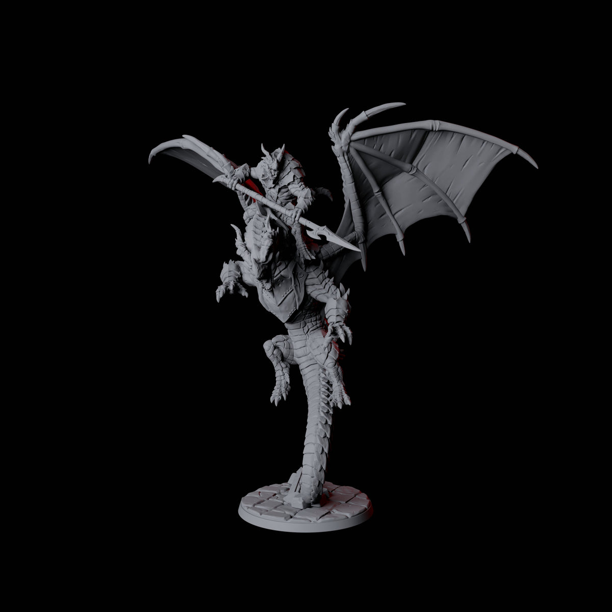Valiant Dragonborn Warriors Riding Dragon A Miniature for Dungeons and Dragons, Pathfinder or other TTRPGs