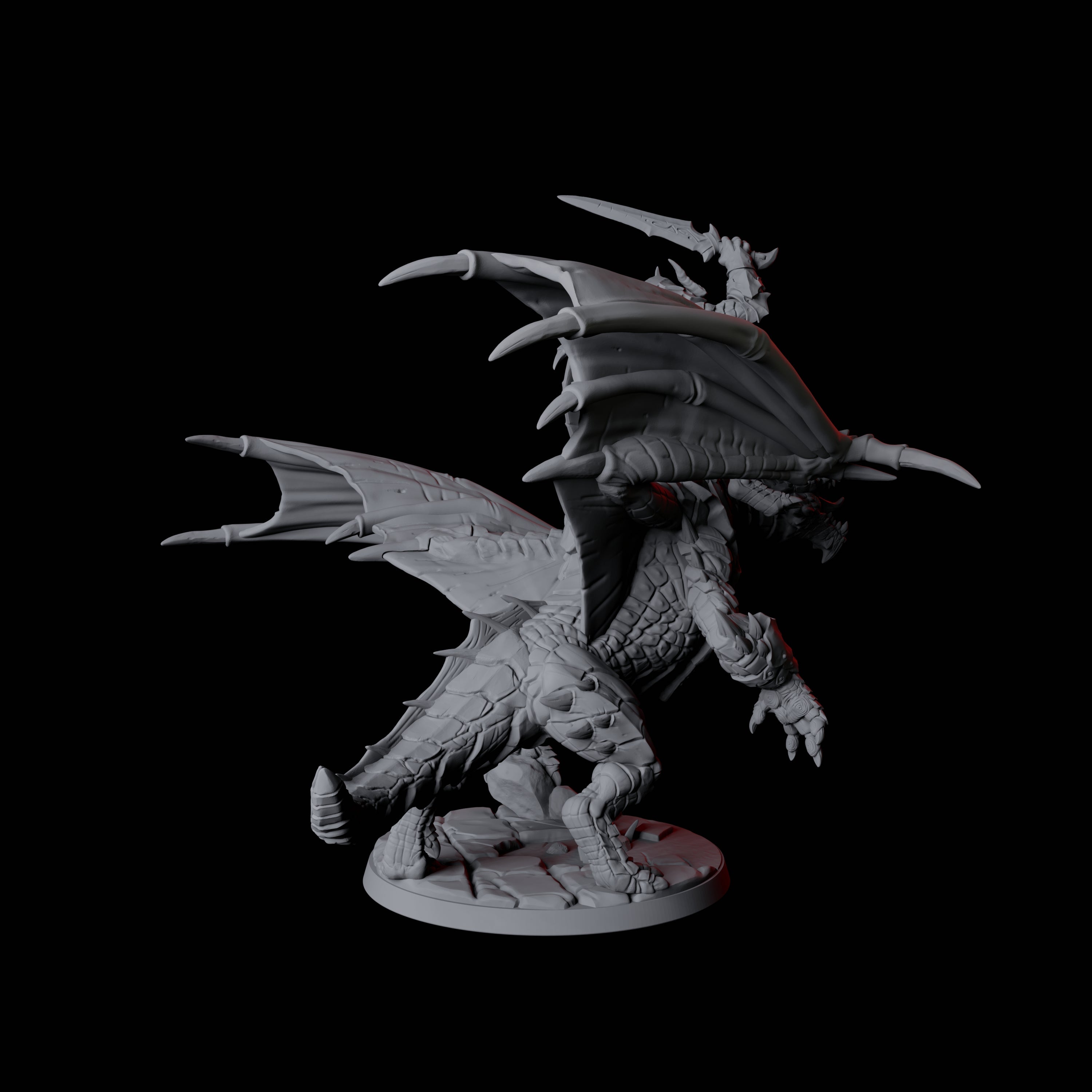 Valiant Dragonborn Warriors Riding Dragon B Miniature for Dungeons and Dragons, Pathfinder or other TTRPGs