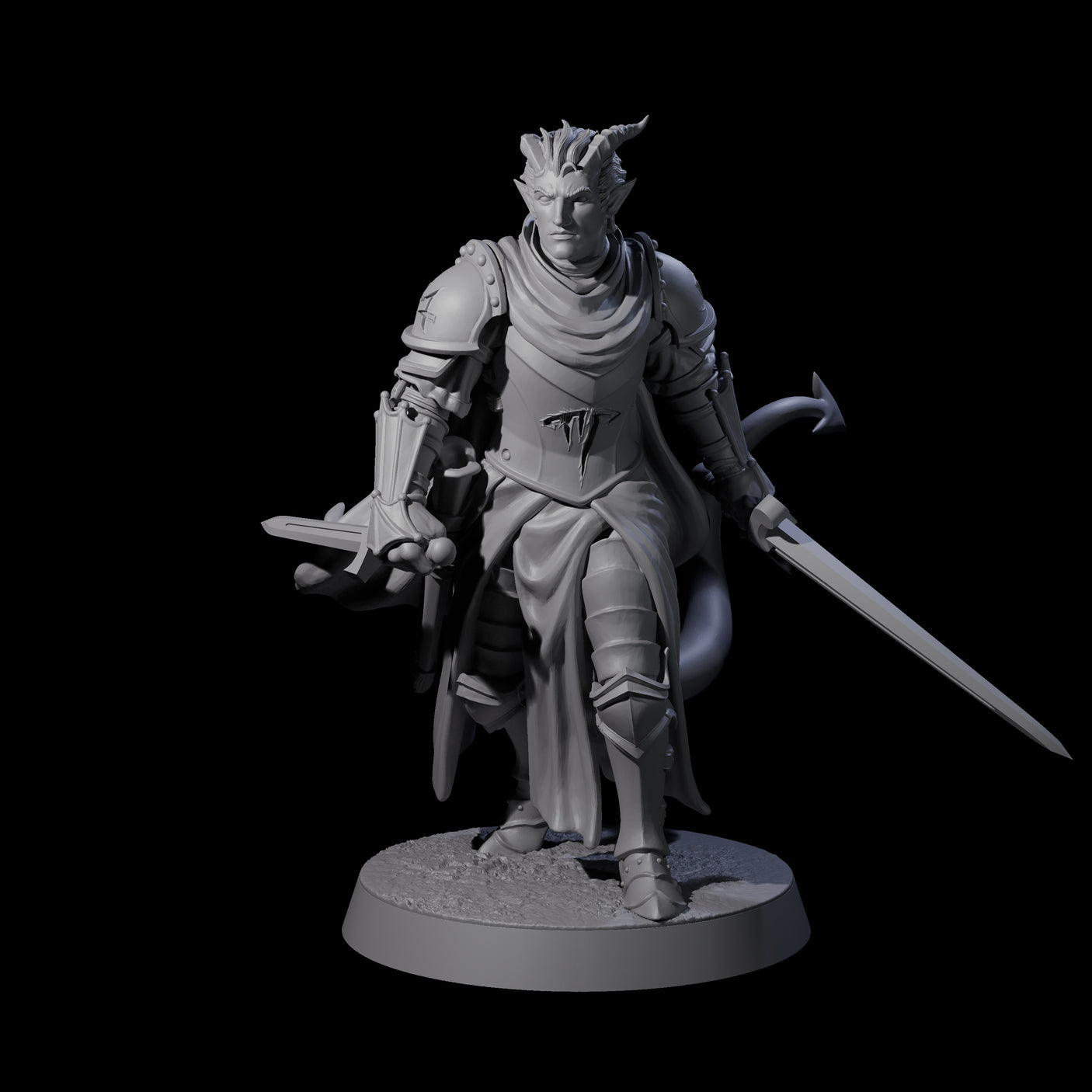 Valiant Tiefling Knight A Miniature for Dungeons and Dragons, Pathfinder or other TTRPGs