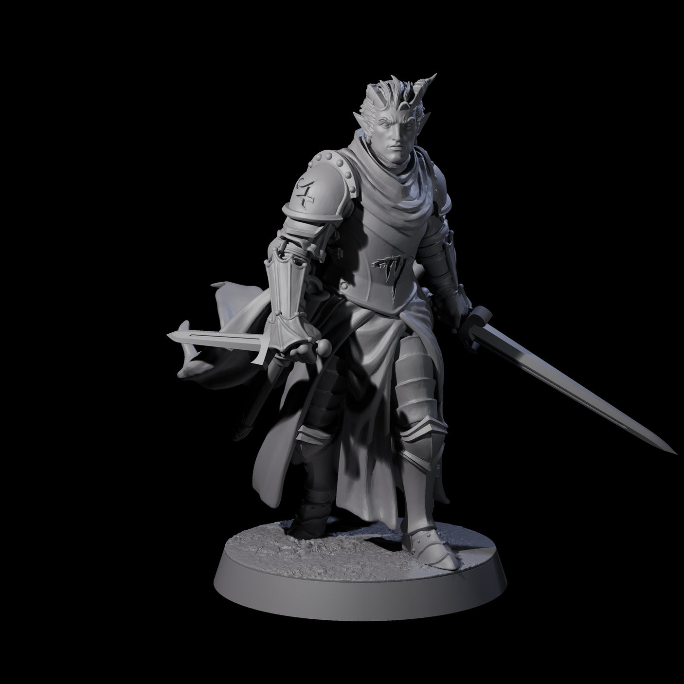 Valiant Tiefling Knight A Miniature for Dungeons and Dragons, Pathfinder or other TTRPGs