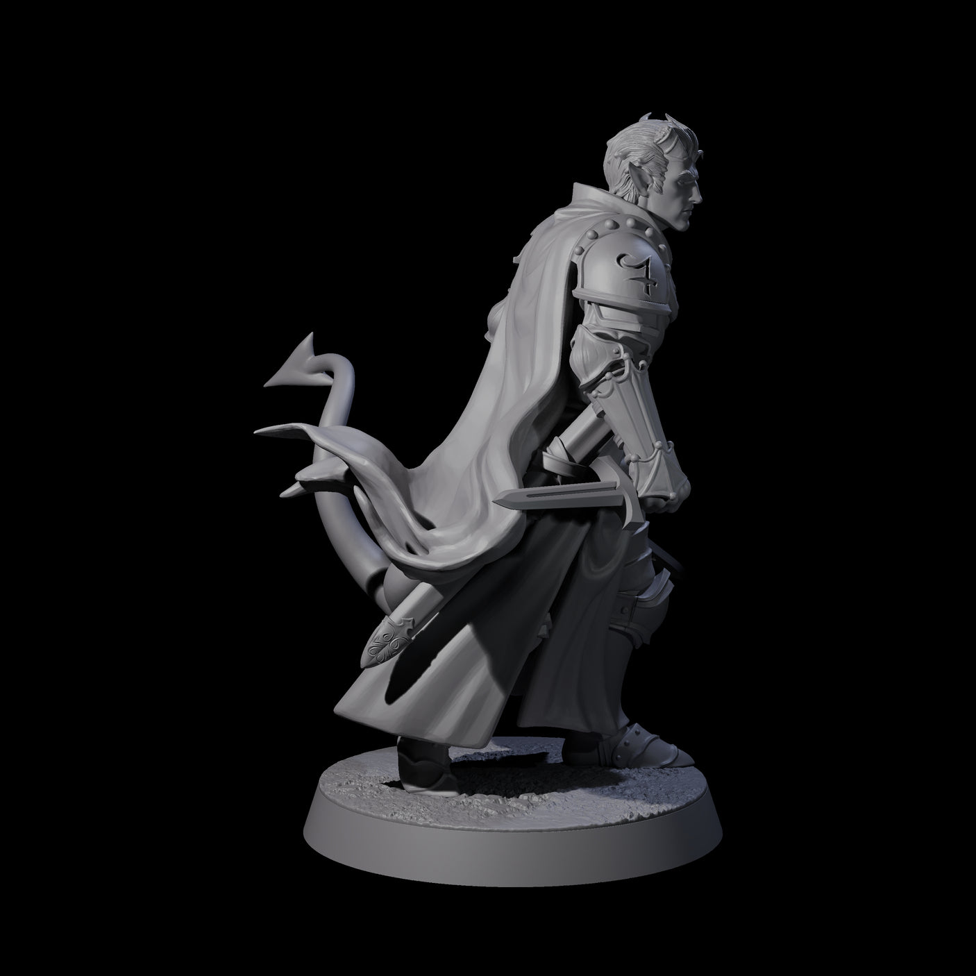 Valiant Tiefling Knight A Miniature for Dungeons and Dragons, Pathfinder or other TTRPGs
