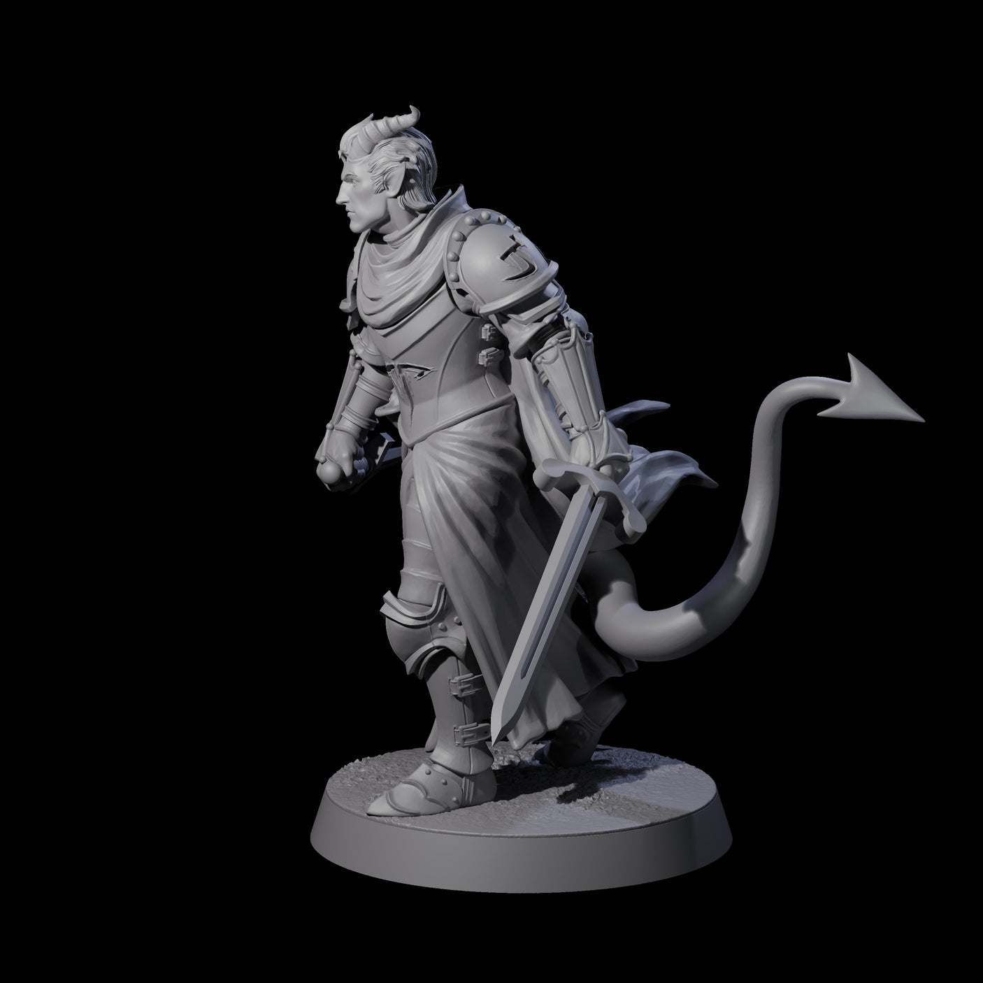 Valiant Tiefling Knight A Miniature for Dungeons and Dragons, Pathfinder or other TTRPGs