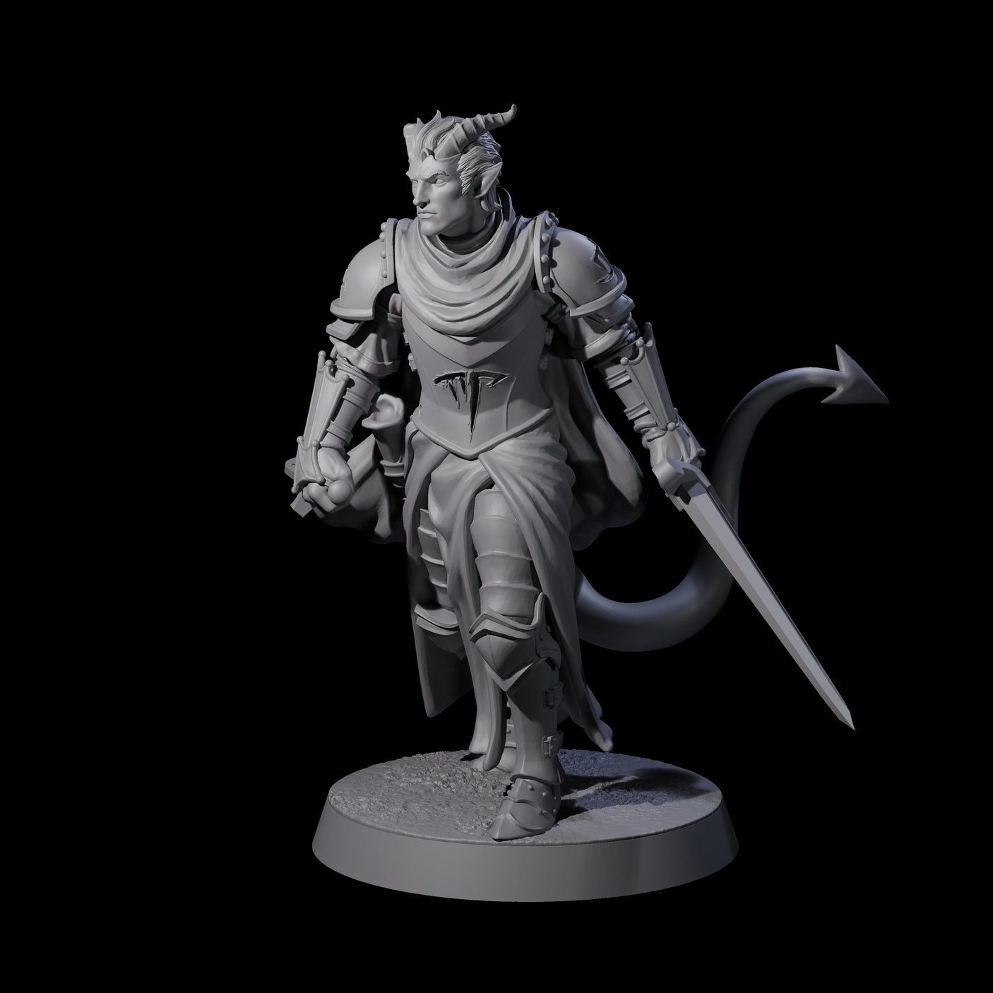 Valiant Tiefling Knight A Miniature for Dungeons and Dragons, Pathfinder or other TTRPGs
