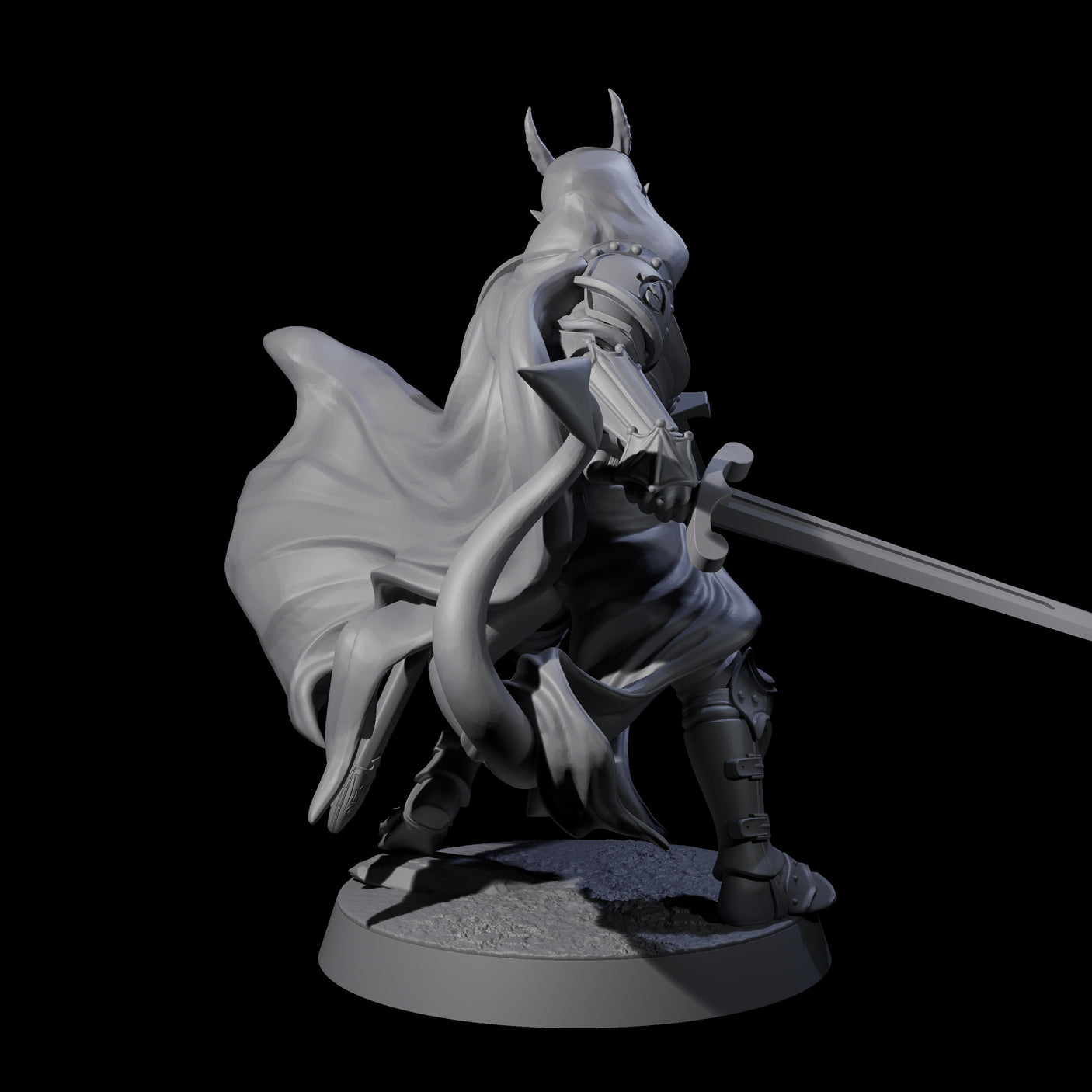 Valiant Tiefling Knight B Miniature for Dungeons and Dragons, Pathfinder or other TTRPGs