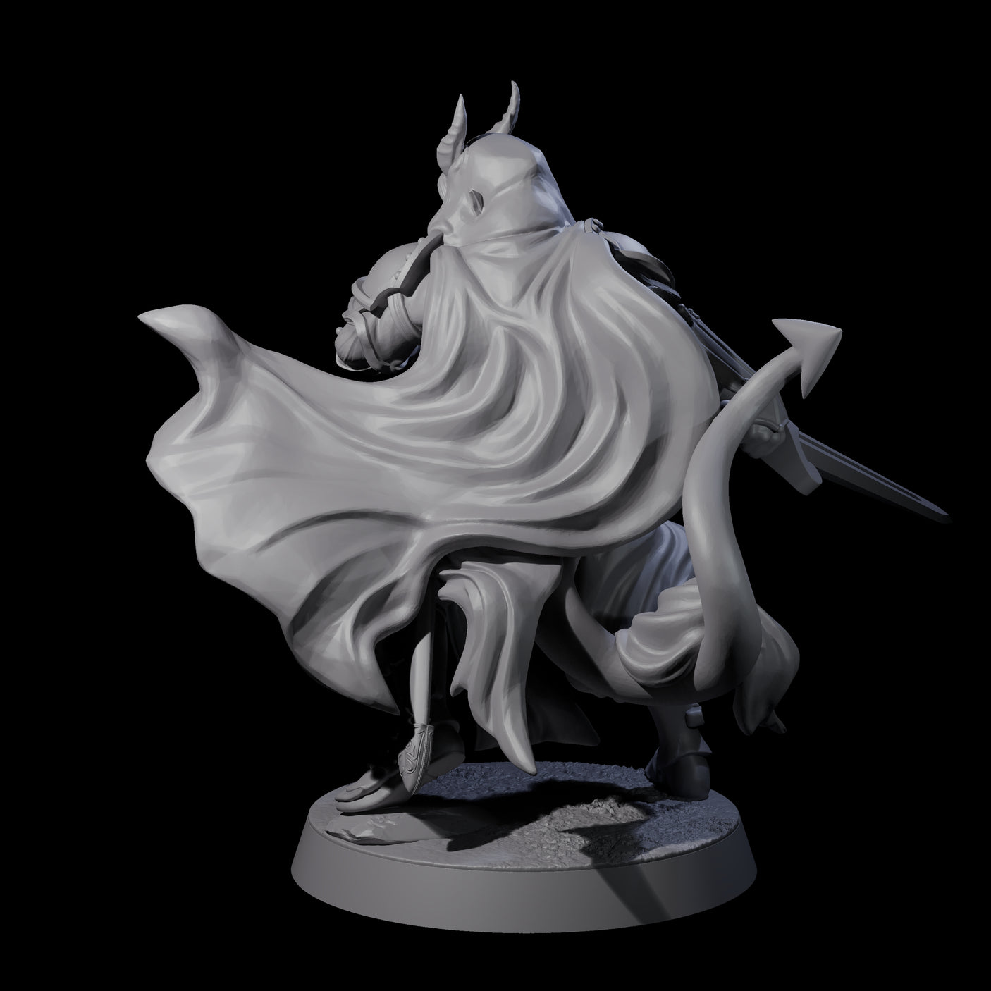 Valiant Tiefling Knight B Miniature for Dungeons and Dragons, Pathfinder or other TTRPGs
