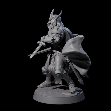Valiant Tiefling Knight B Miniature for Dungeons and Dragons, Pathfinder or other TTRPGs