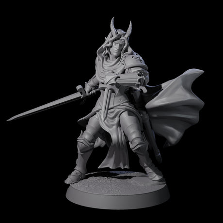 Valiant Tiefling Knight B Miniature for Dungeons and Dragons, Pathfinder or other TTRPGs