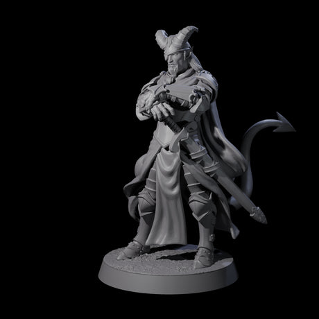 Valiant Tiefling Knight C Miniature for Dungeons and Dragons, Pathfinder or other TTRPGs