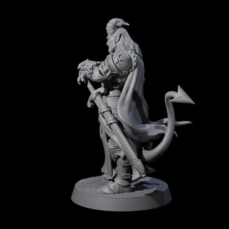 Valiant Tiefling Knight C Miniature for Dungeons and Dragons, Pathfinder or other TTRPGs