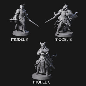 Valiant Tiefling Knights Miniature for Dungeons and Dragons, Pathfinder or other TTRPGs