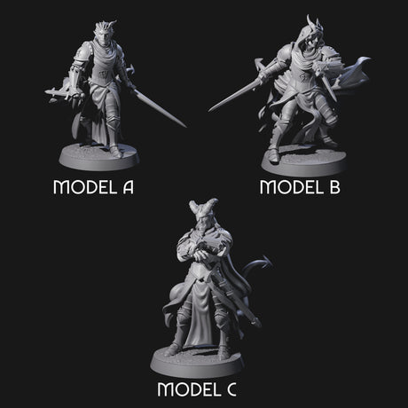 Valiant Tiefling Knights Miniature for Dungeons and Dragons, Pathfinder or other TTRPGs