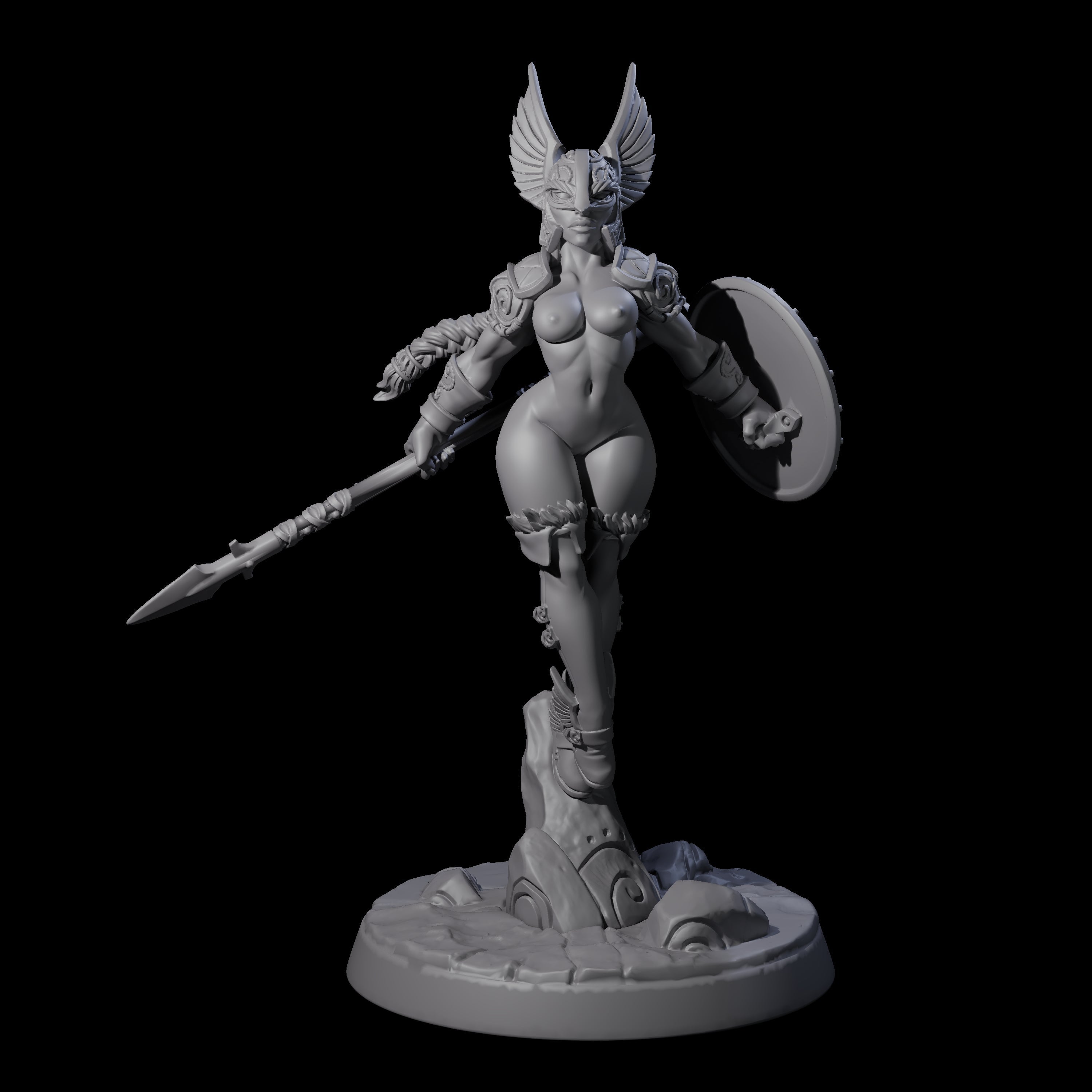 Valkyrie Armoured Viking Pin-up Miniature for Dungeons and Dragons, Pathfinder or other TTRPGs