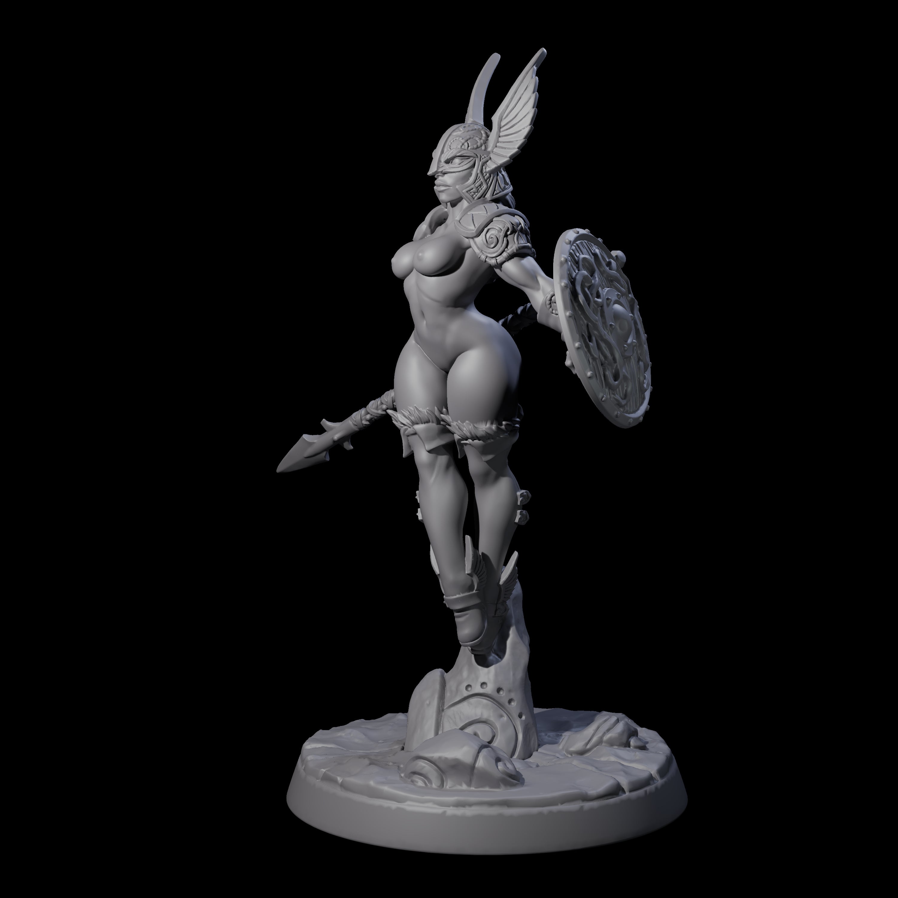 Valkyrie Armoured Viking Pin-up Miniature for Dungeons and Dragons, Pathfinder or other TTRPGs