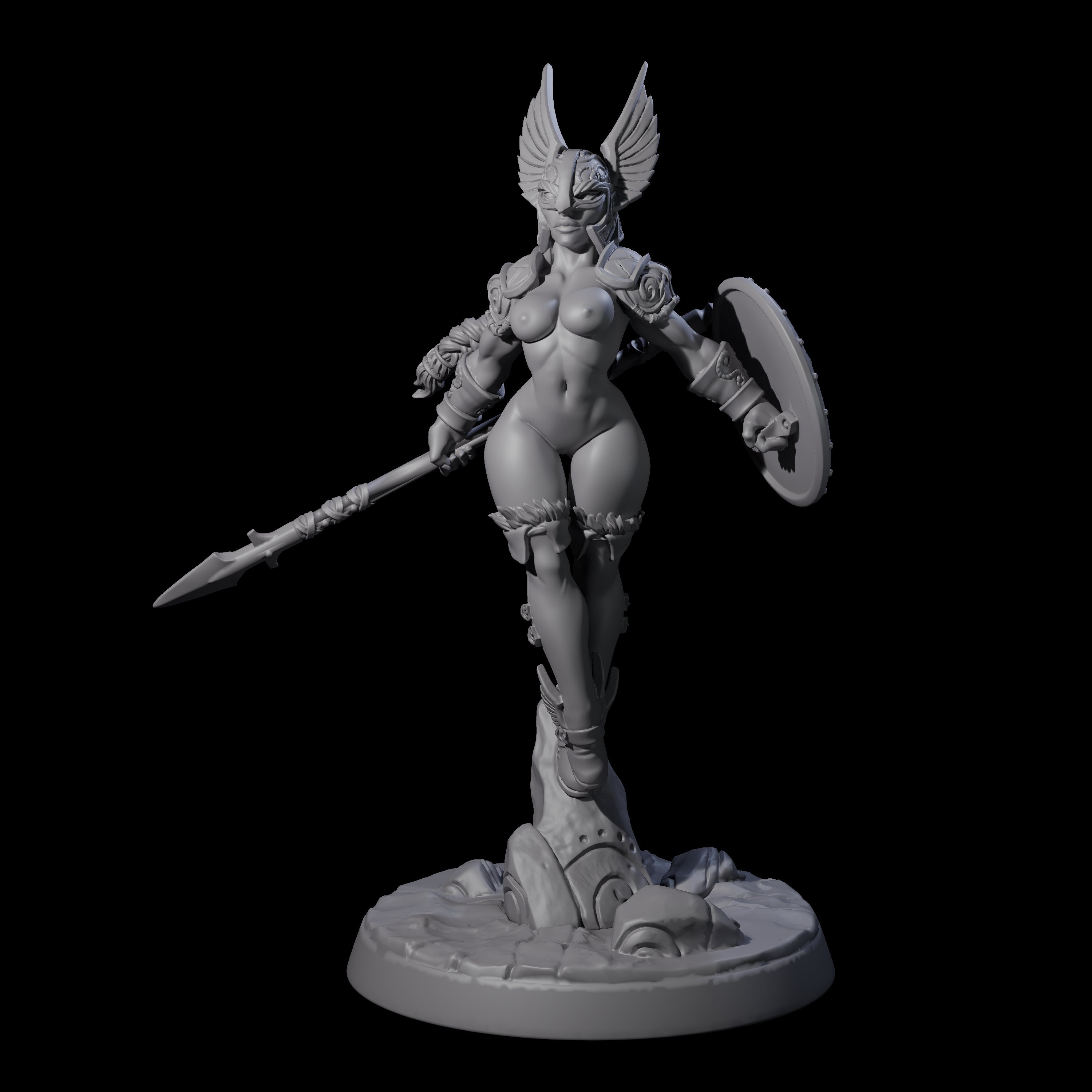 Valkyrie Armoured Viking Pin-up Miniature for Dungeons and Dragons, Pathfinder or other TTRPGs