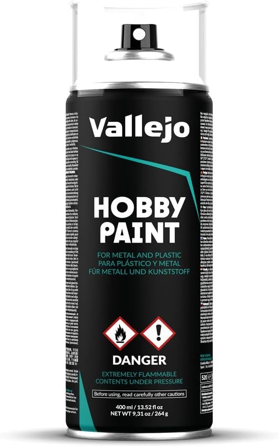 Vallejo Spray Primer - White 400ml Miniature for Dungeons and Dragons, Pathfinder or other TTRPGs