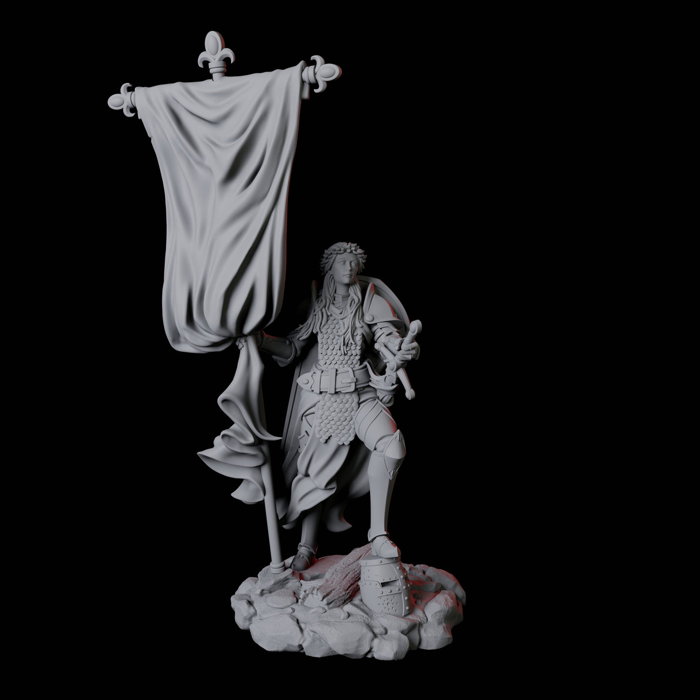 Valorous Fighter Miniature for Dungeons and Dragons, Pathfinder or other TTRPGs