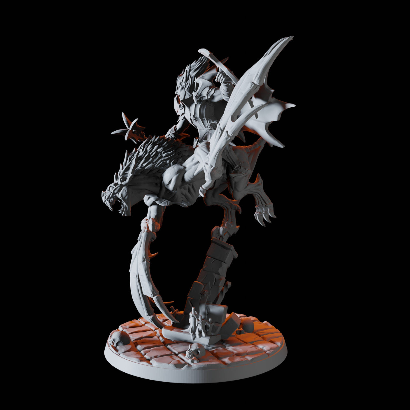 Vampire on Giant Bat B Miniature for Dungeons and Dragons, Pathfinder or other TTRPGs